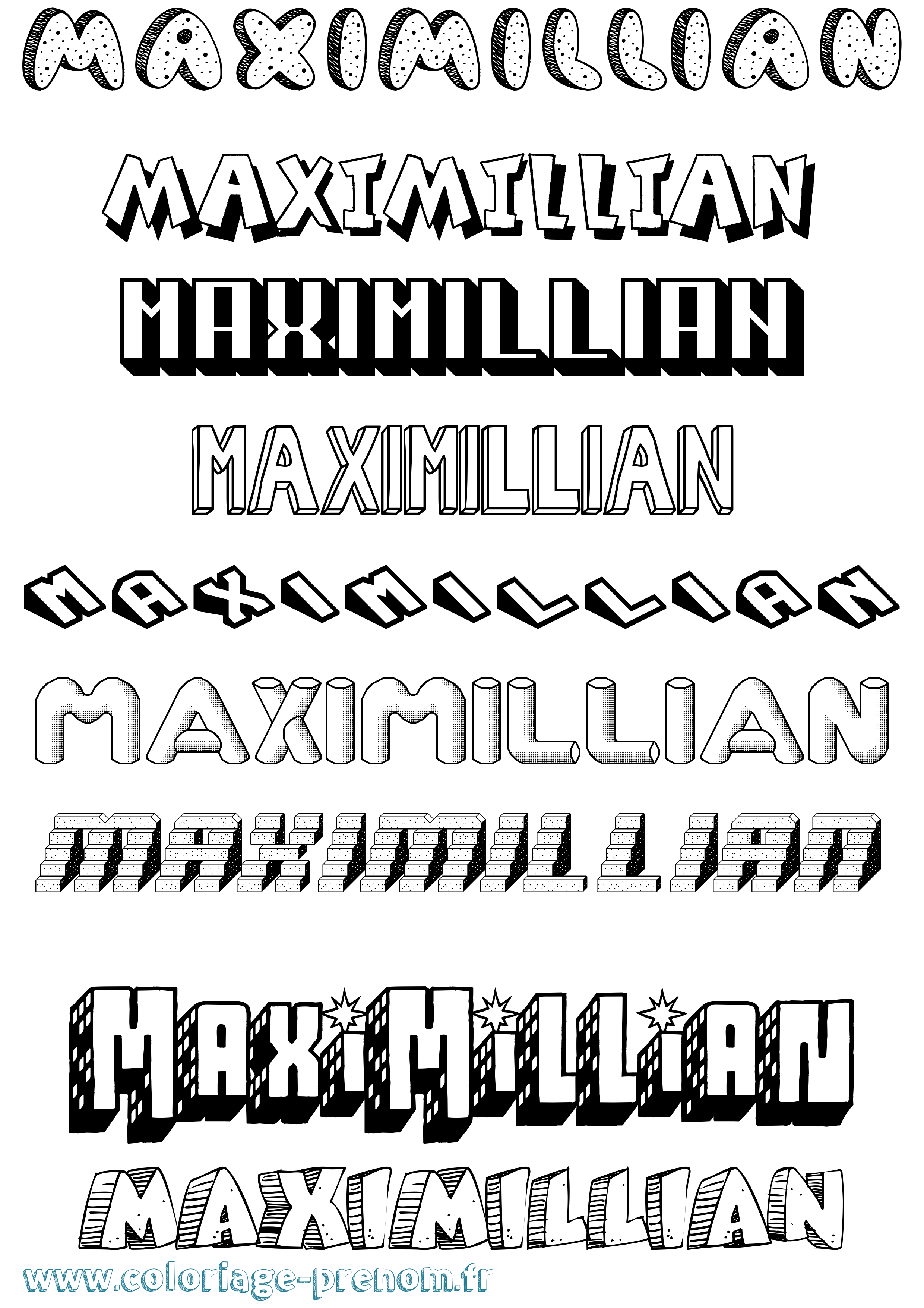 Coloriage Maximillian Effet 3D Coloriage prénom Maximillian Effet 3D