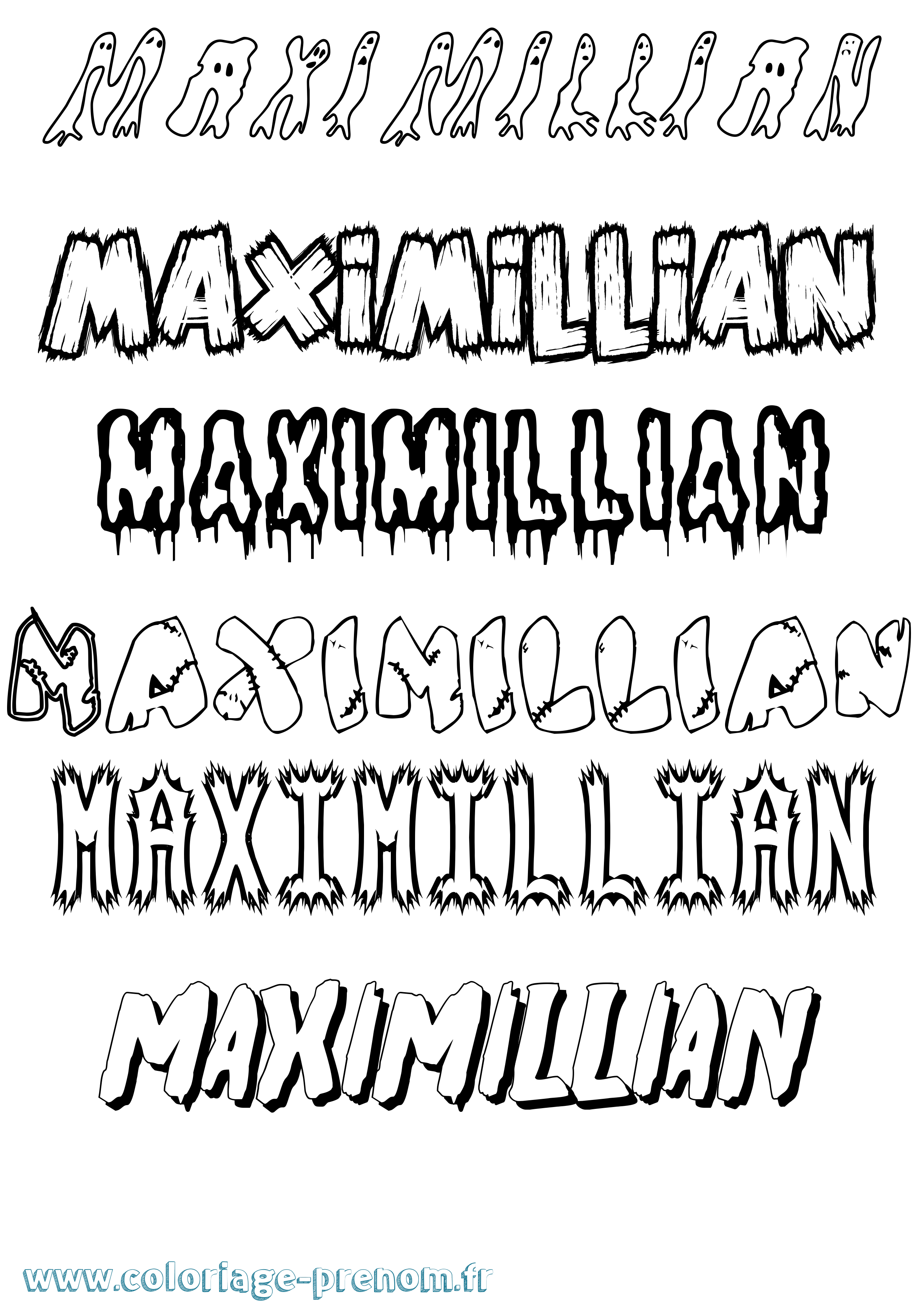 Coloriage Maximillian Frisson Coloriage prénom Maximillian Frisson