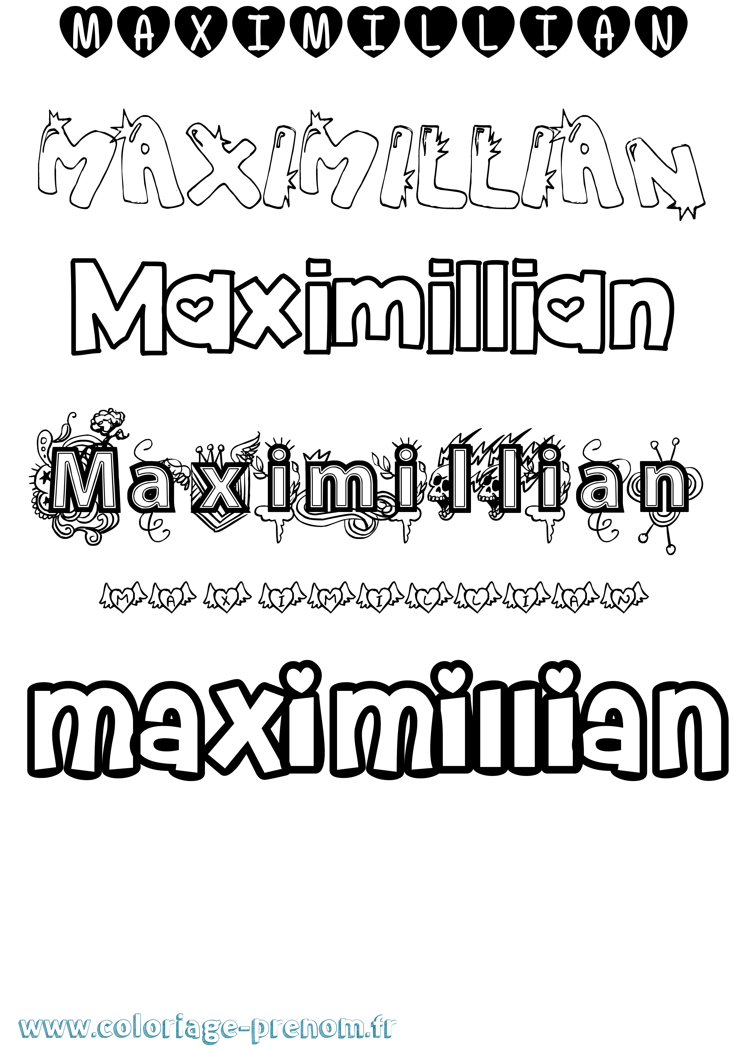 Coloriage Maximillian Girly Coloriage prénom Maximillian Girly