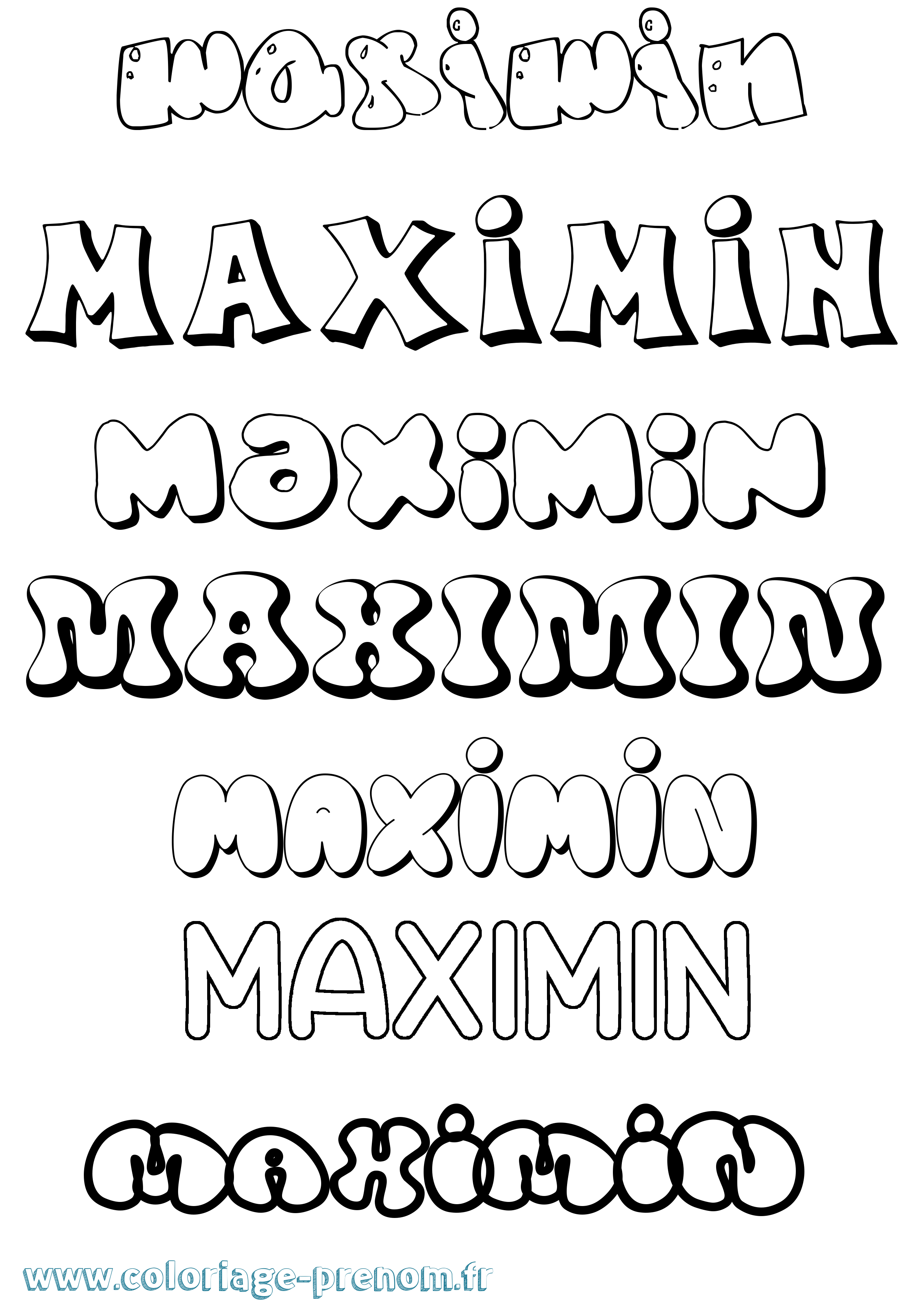 Coloriage Maximin Bubble Coloriage prénom Maximin Bubble