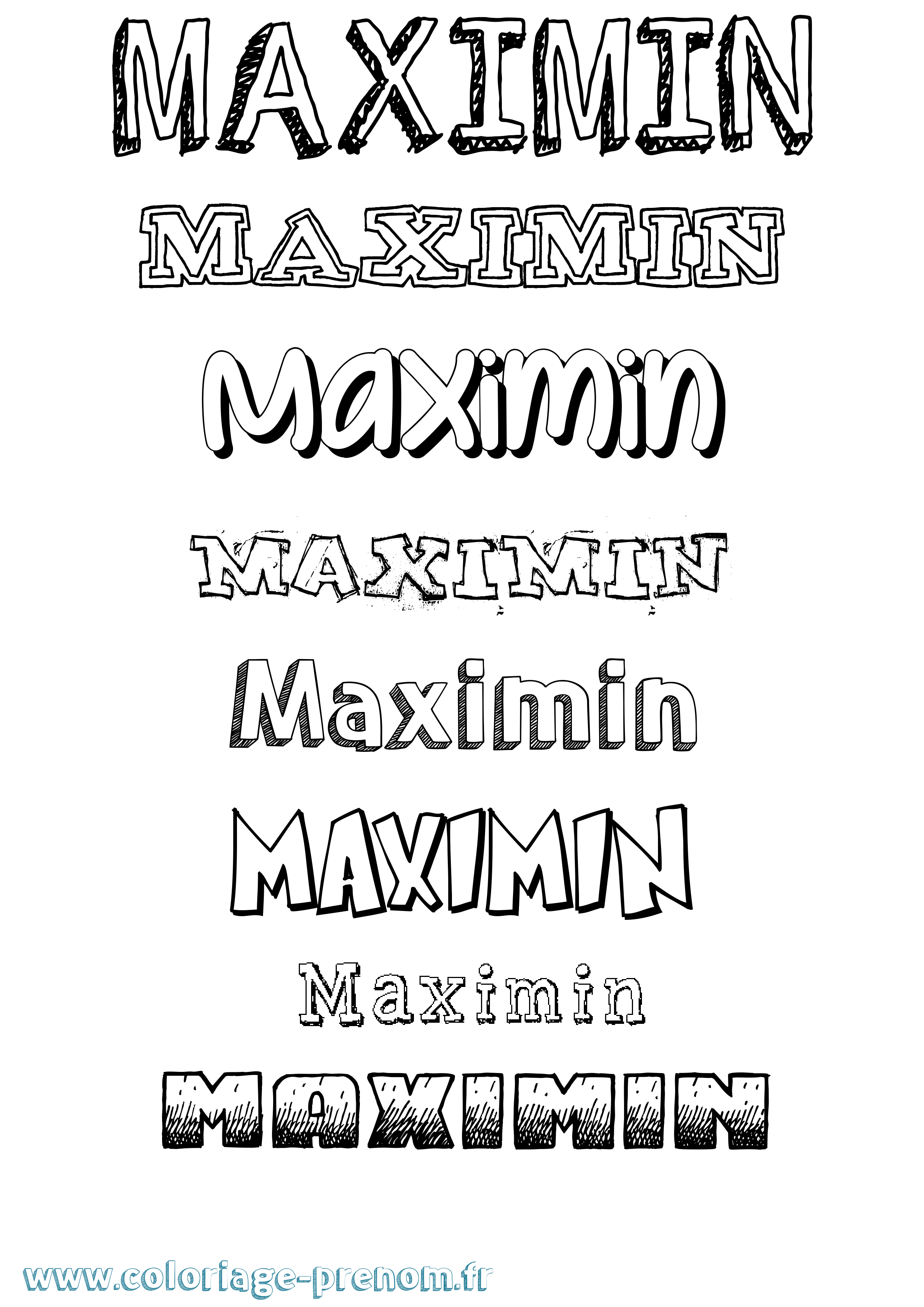 Coloriage Maximin Dessiné Coloriage prénom Maximin Dessiné
