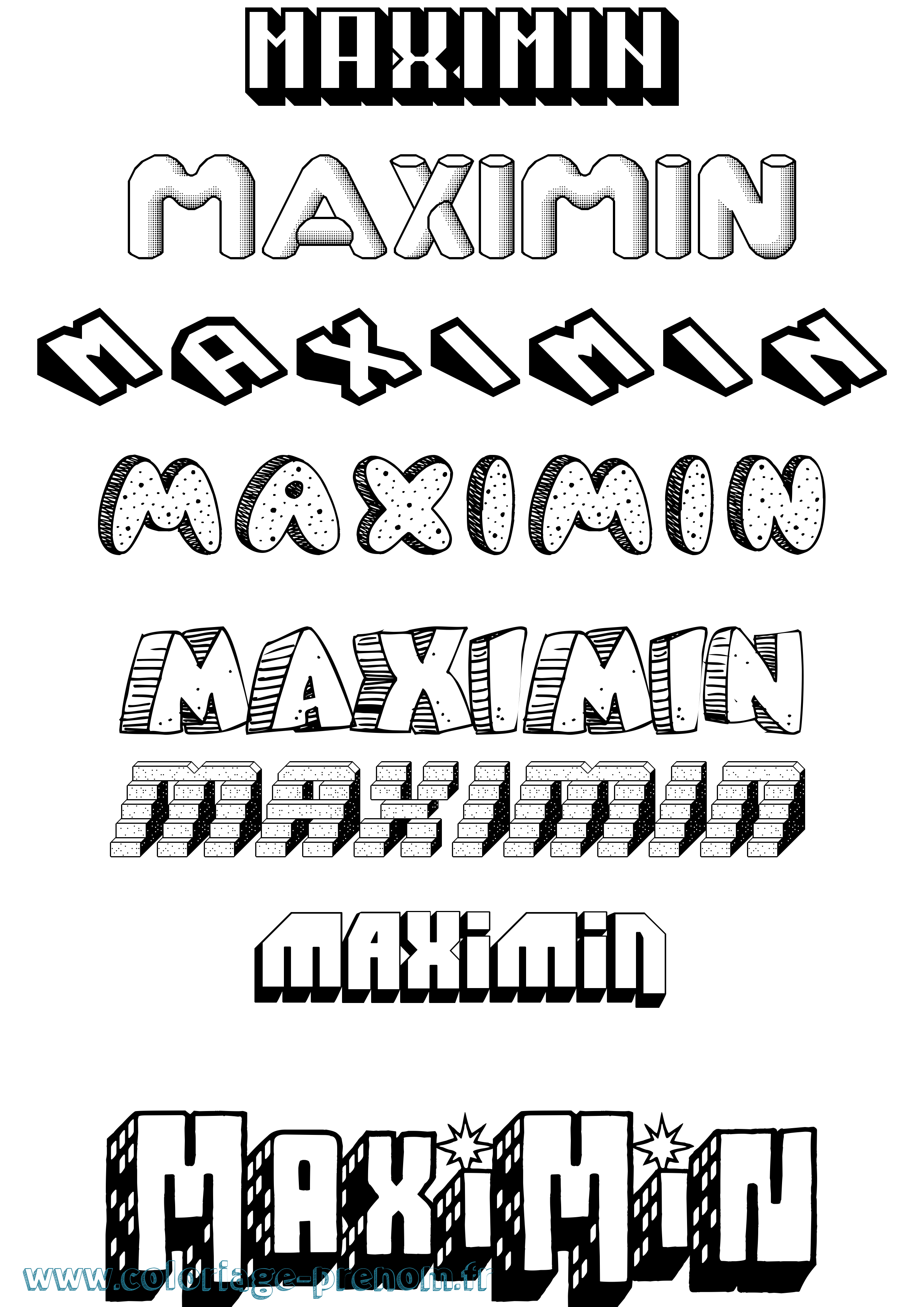 Coloriage Maximin Effet 3D Coloriage prénom Maximin Effet 3D