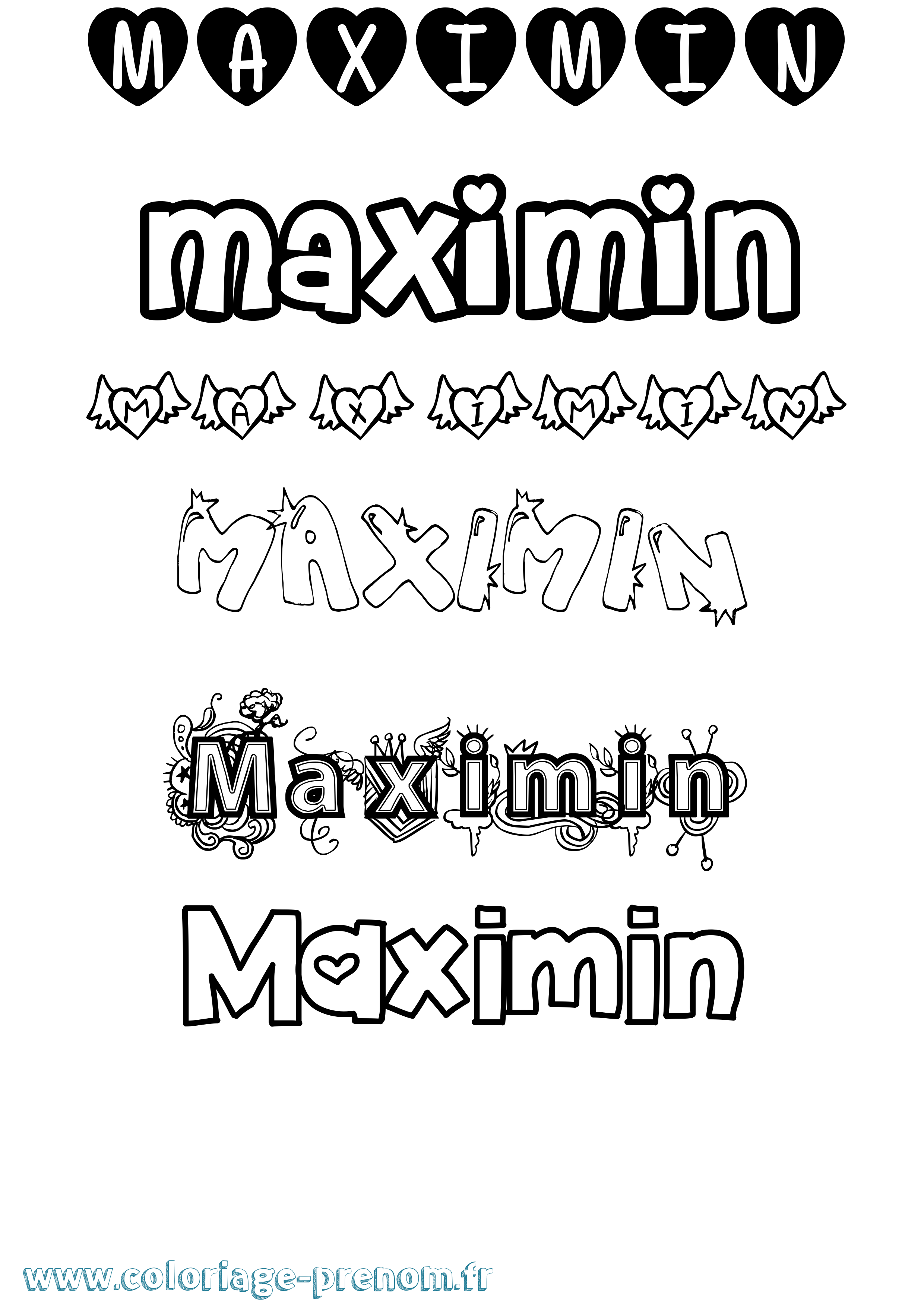 Coloriage Maximin Girly Coloriage prénom Maximin Girly