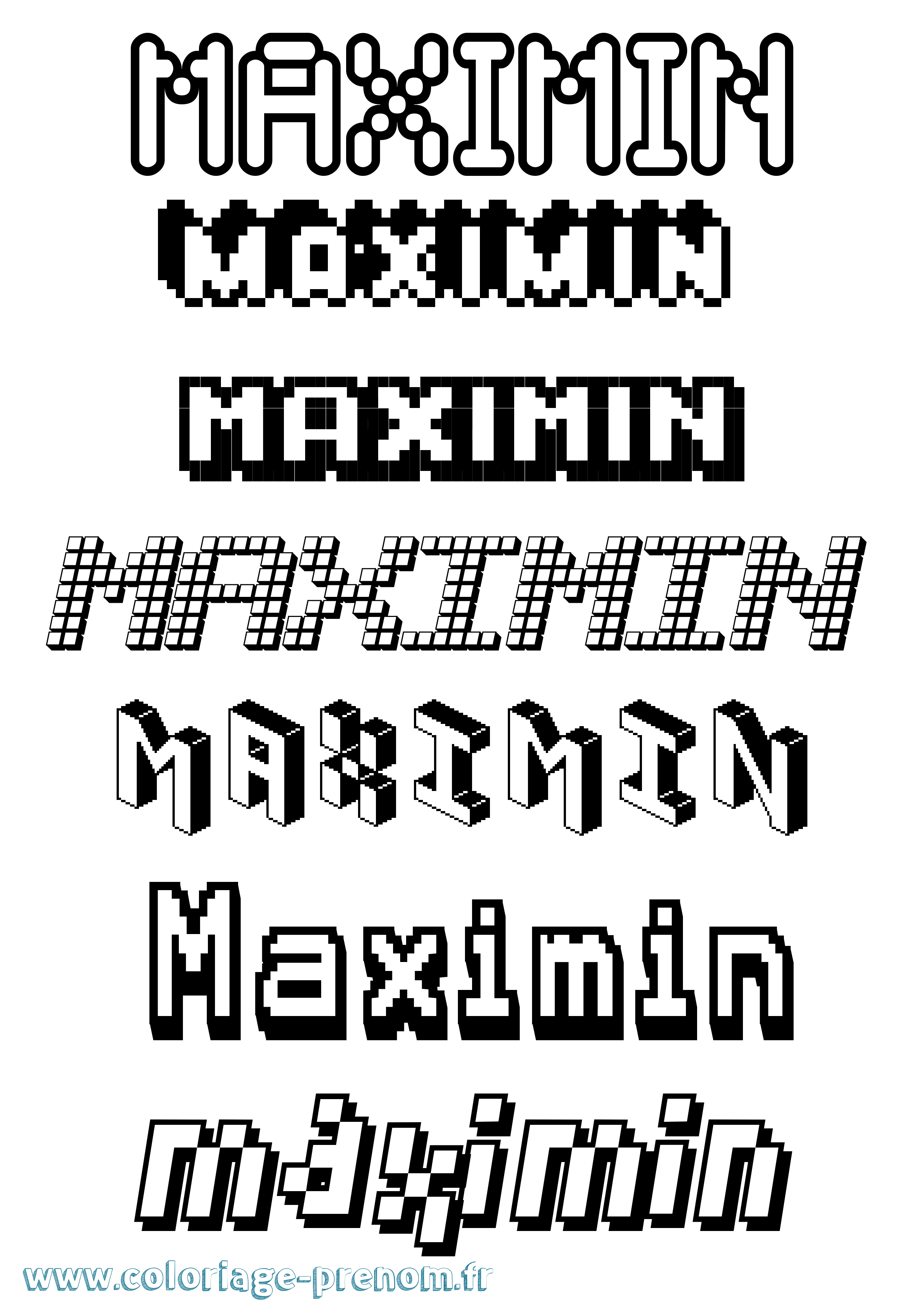 Coloriage Maximin Pixel Coloriage prénom Maximin Pixel