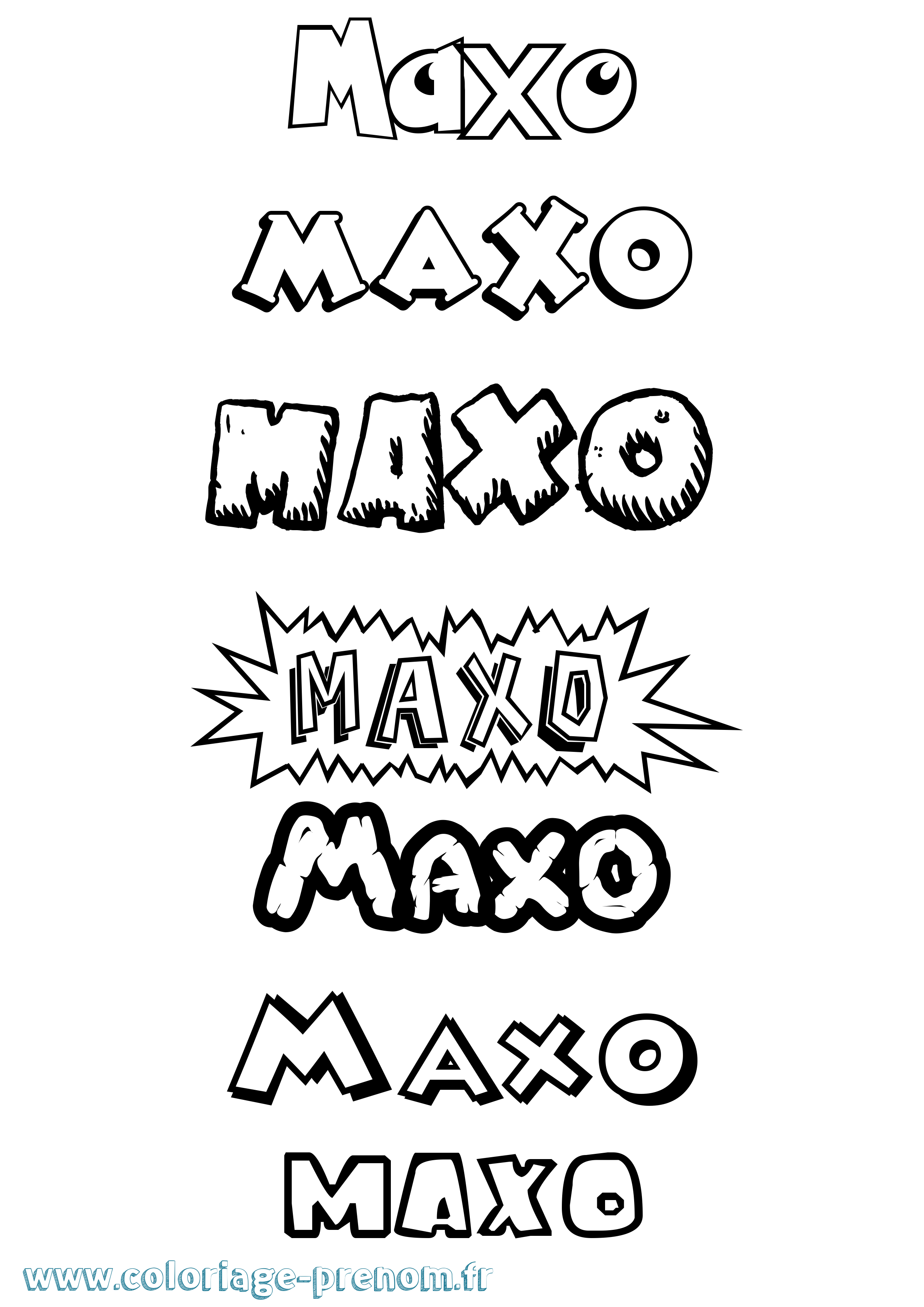 Coloriage Maxo Dessin Animé Coloriage prénom Maxo Dessin Animé