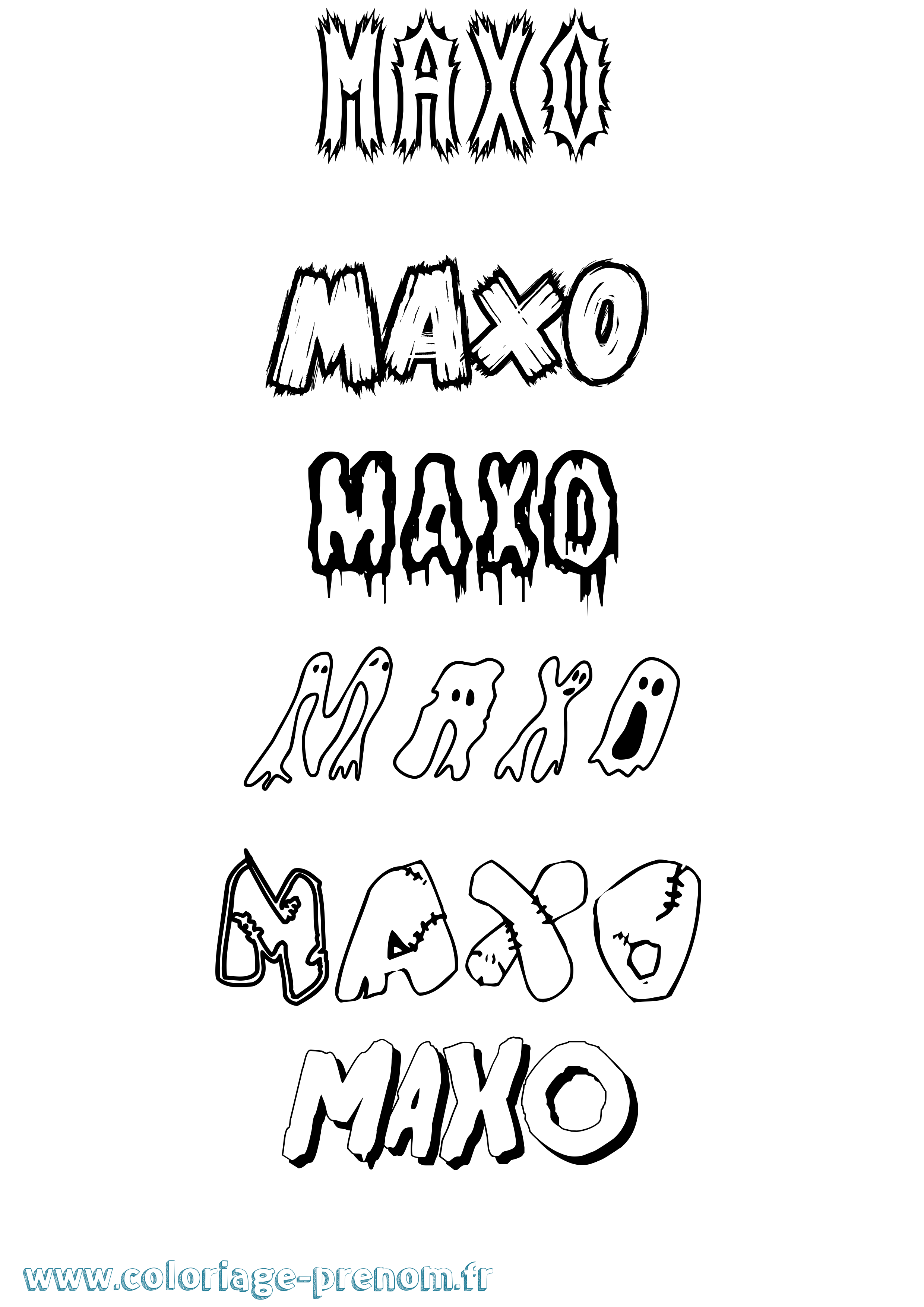 Coloriage Maxo Frisson Coloriage prénom Maxo Frisson