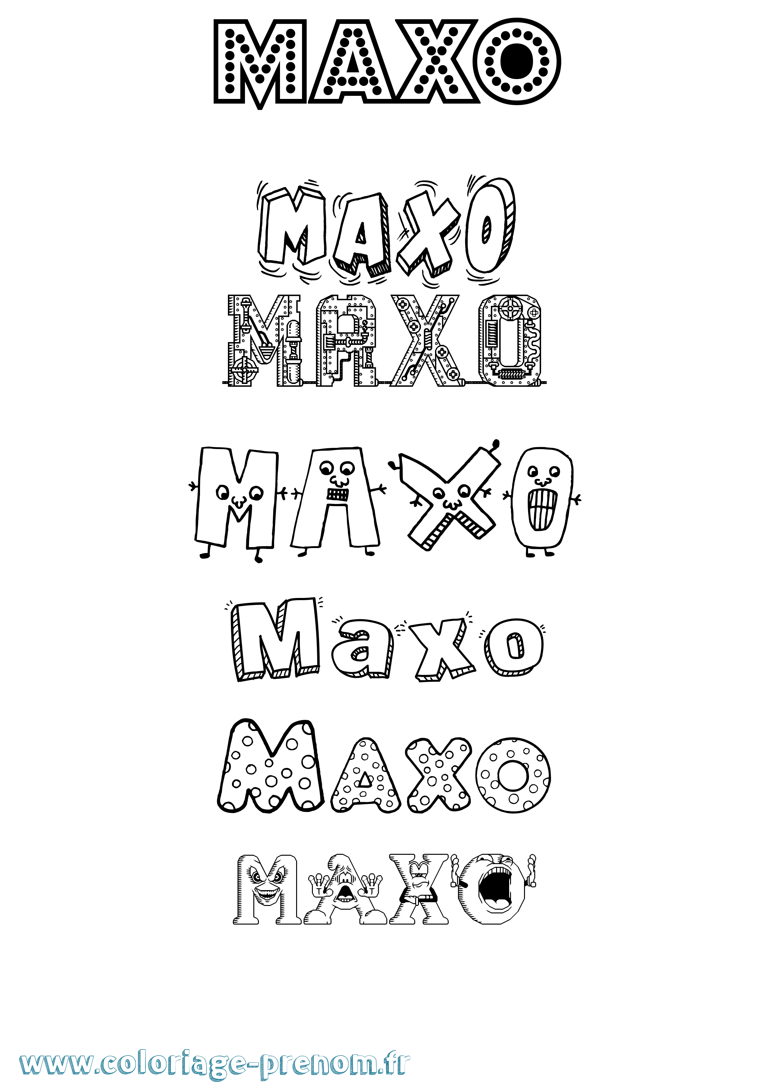Coloriage Maxo Fun Coloriage prénom Maxo Fun