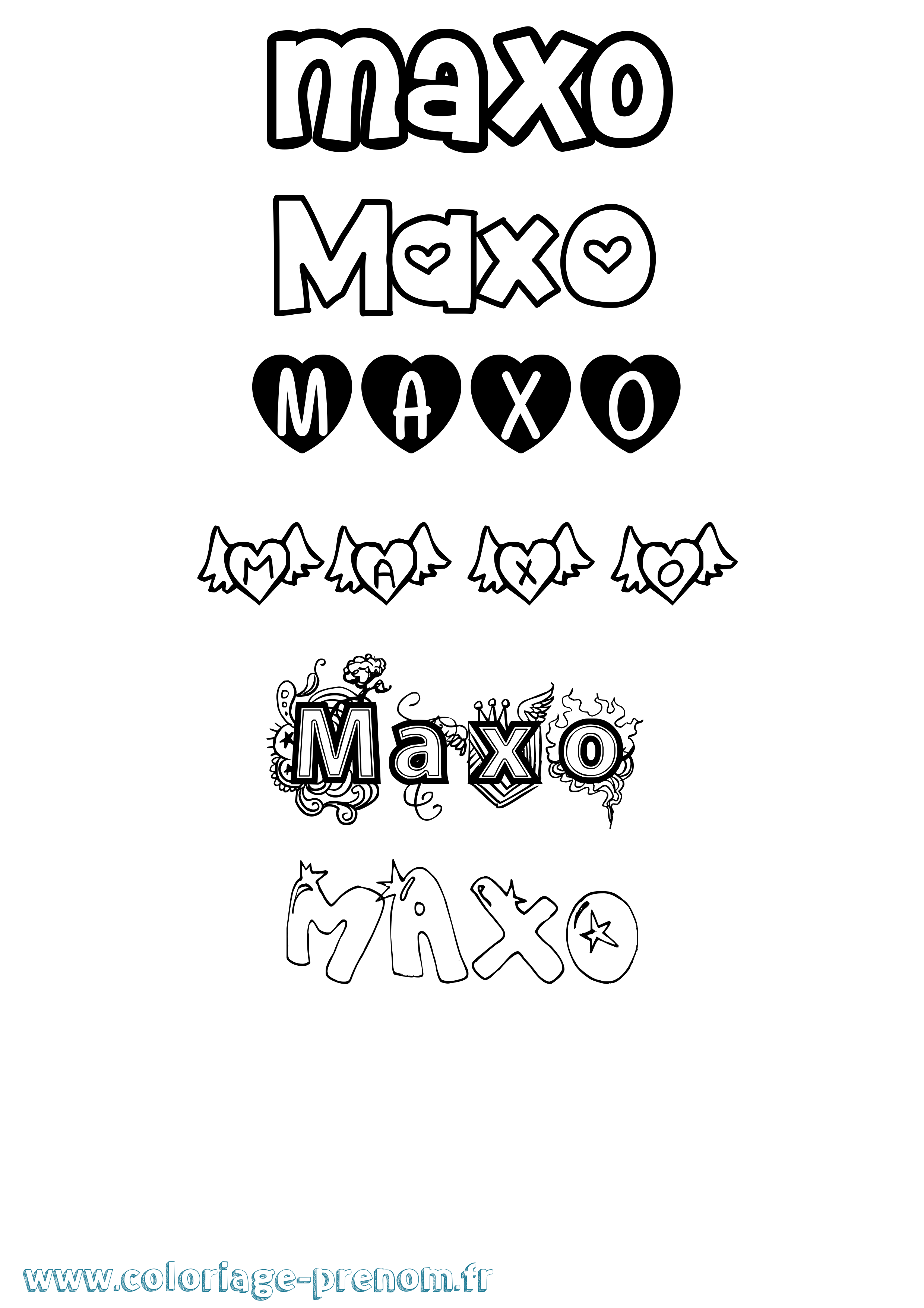 Coloriage Maxo Girly Coloriage prénom Maxo Girly