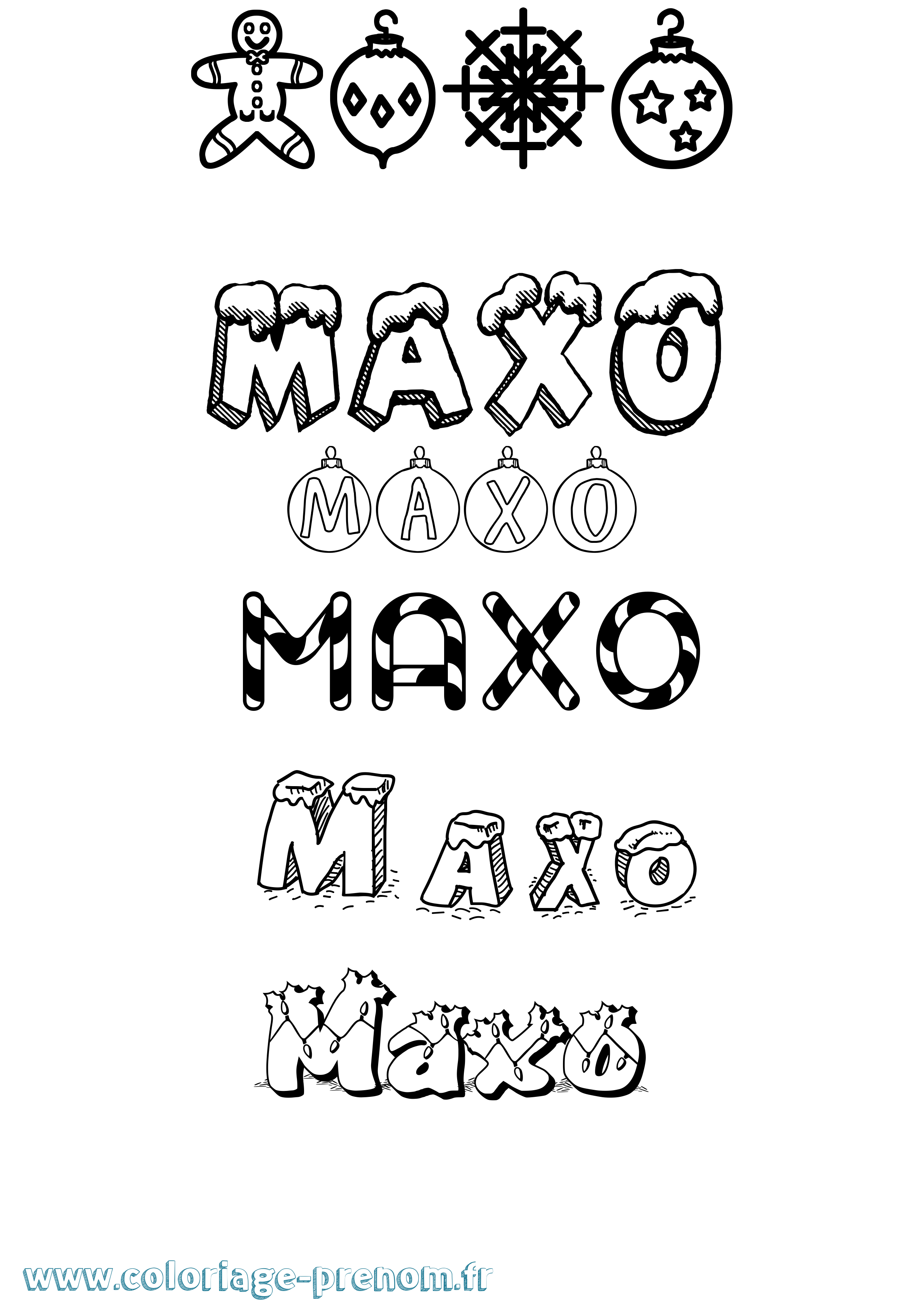 Coloriage Maxo Noël Coloriage prénom Maxo Noël