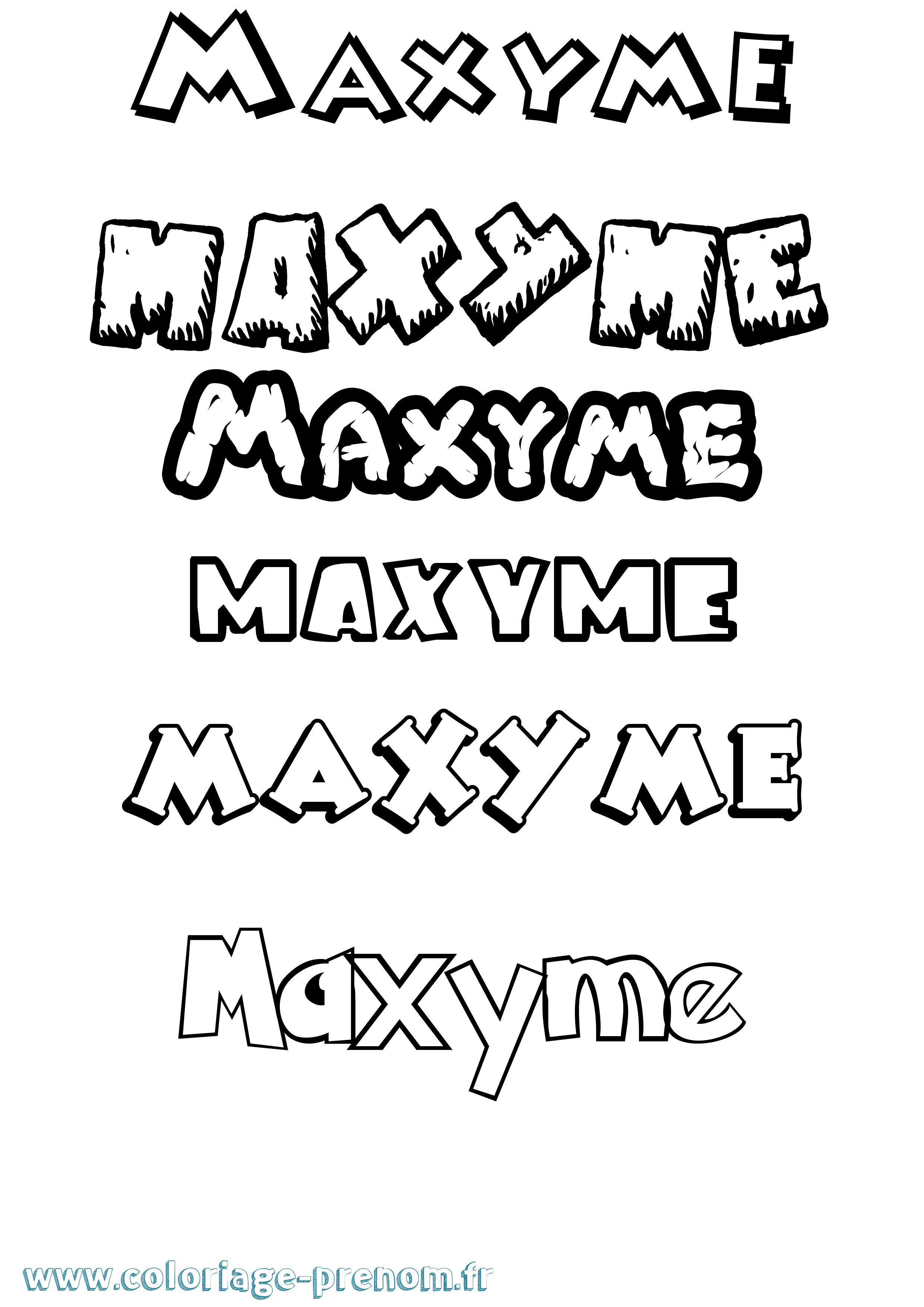 Coloriage Maxyme Dessin Animé Coloriage prénom Maxyme Dessin Animé