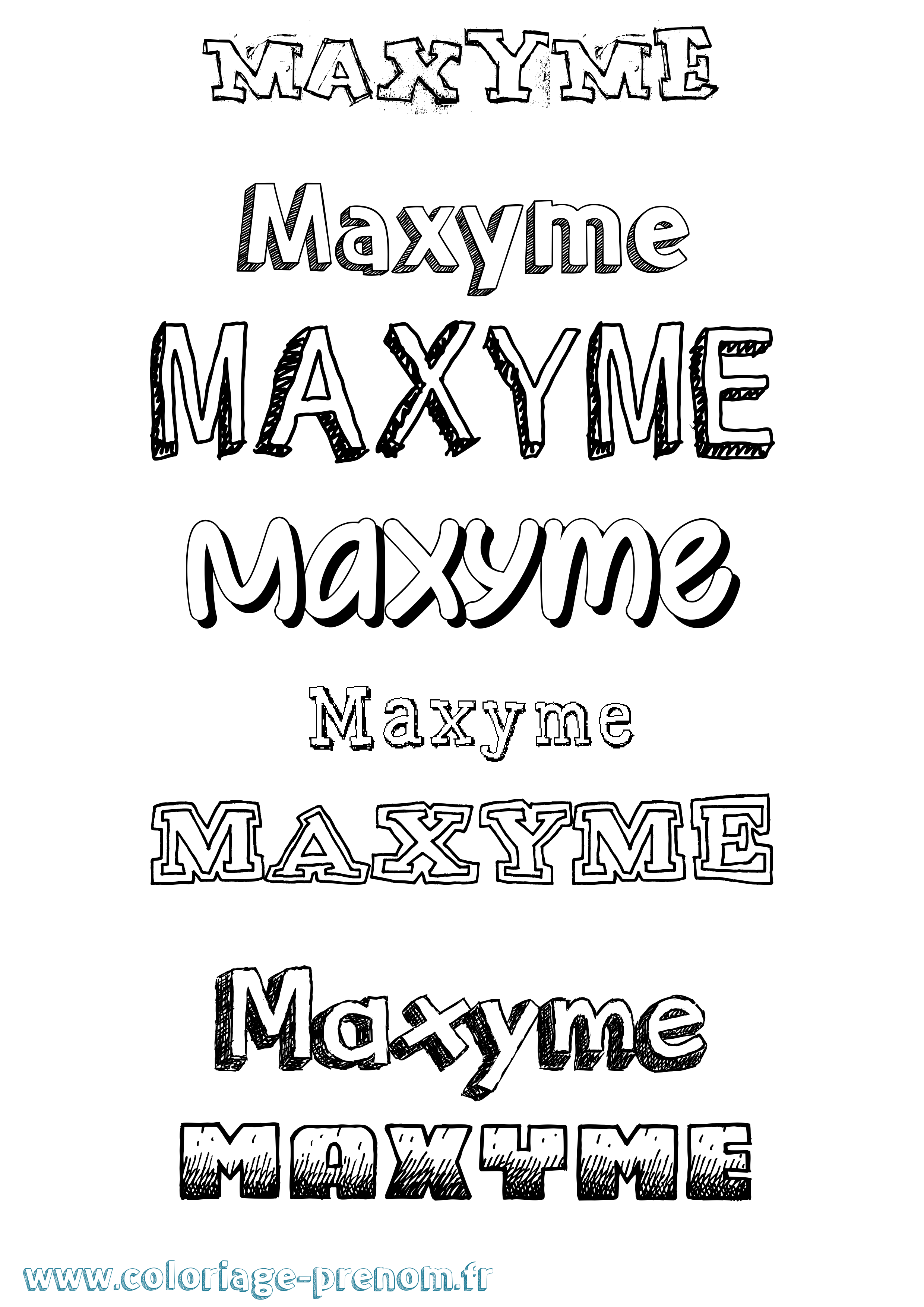 Coloriage Maxyme Dessiné Coloriage prénom Maxyme Dessiné