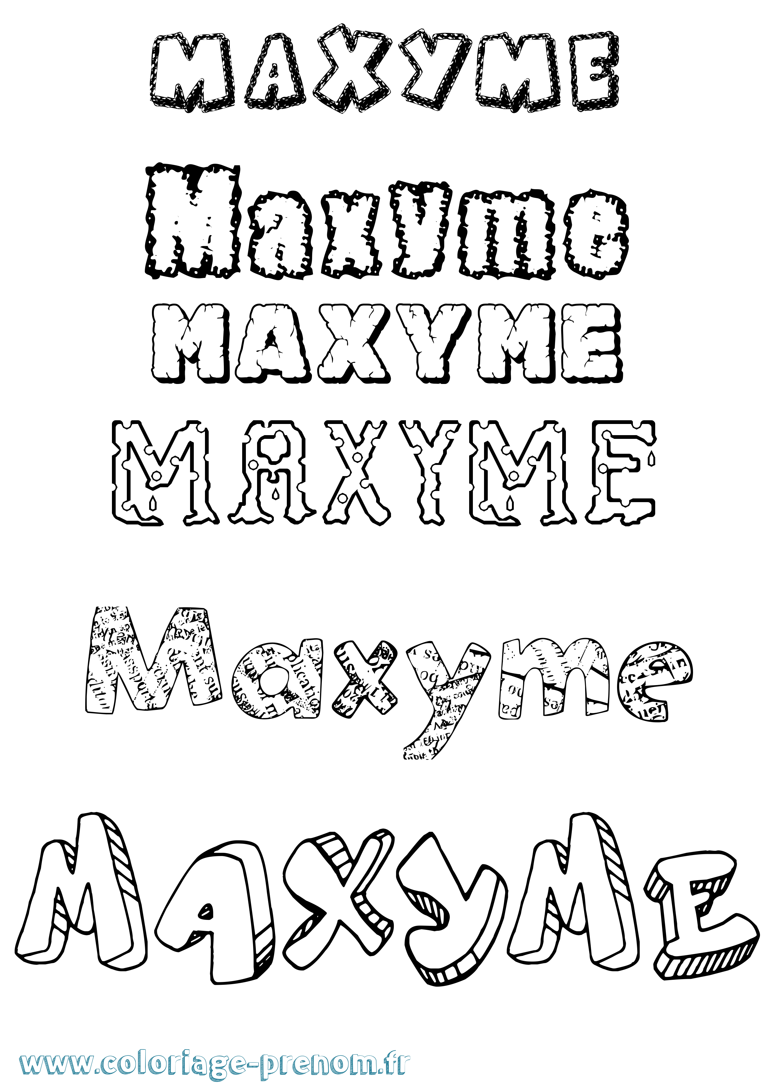 Coloriage Maxyme Destructuré Coloriage prénom Maxyme Destructuré