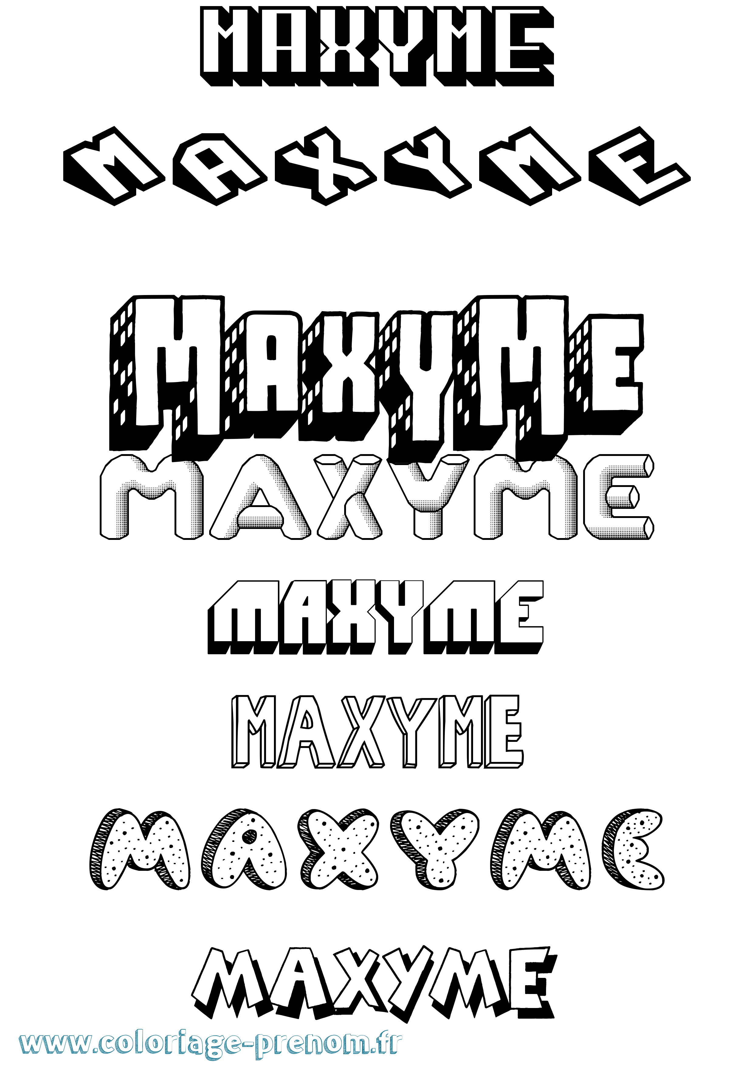 Coloriage Maxyme Effet 3D Coloriage prénom Maxyme Effet 3D