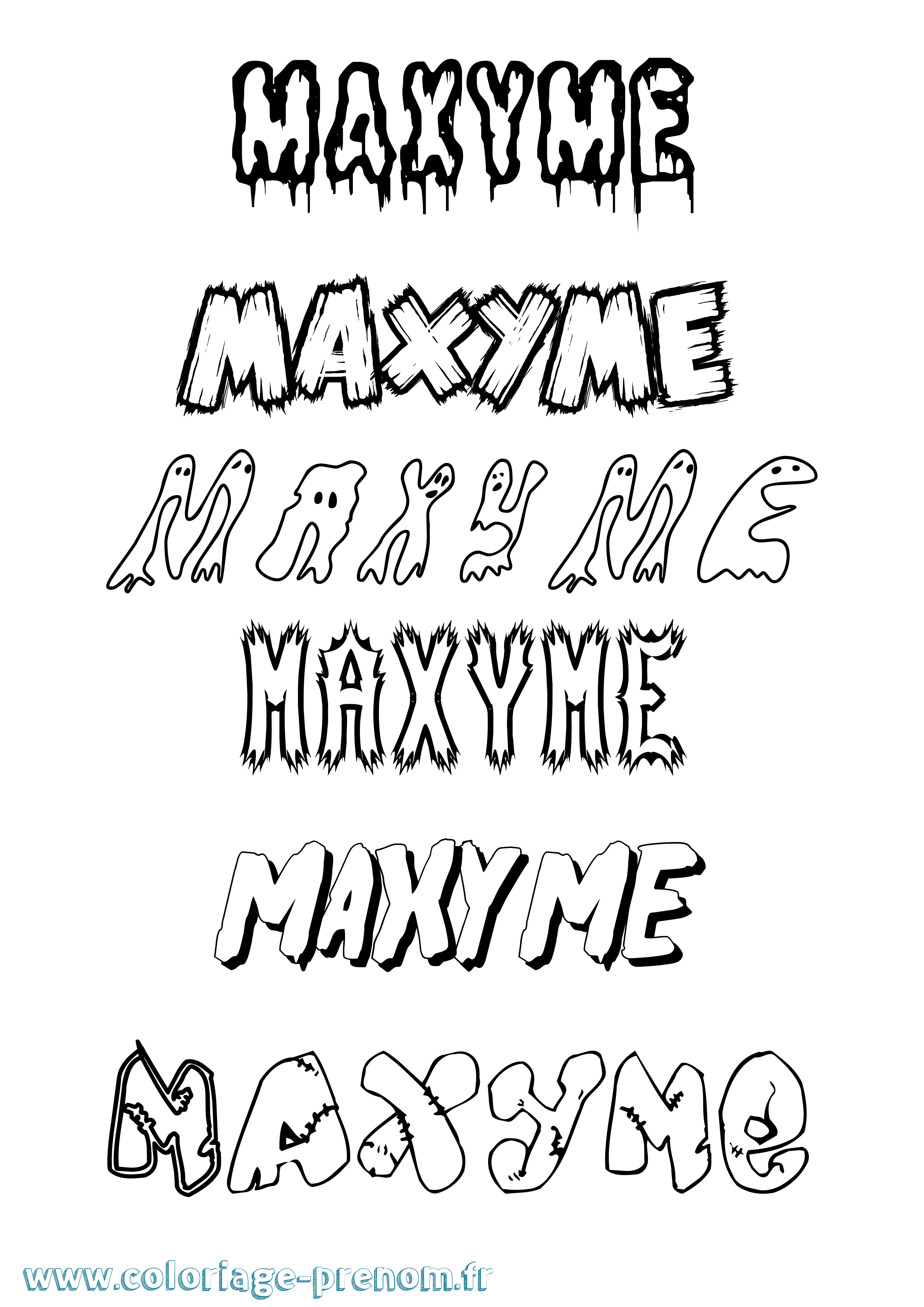 Coloriage Maxyme Frisson Coloriage prénom Maxyme Frisson