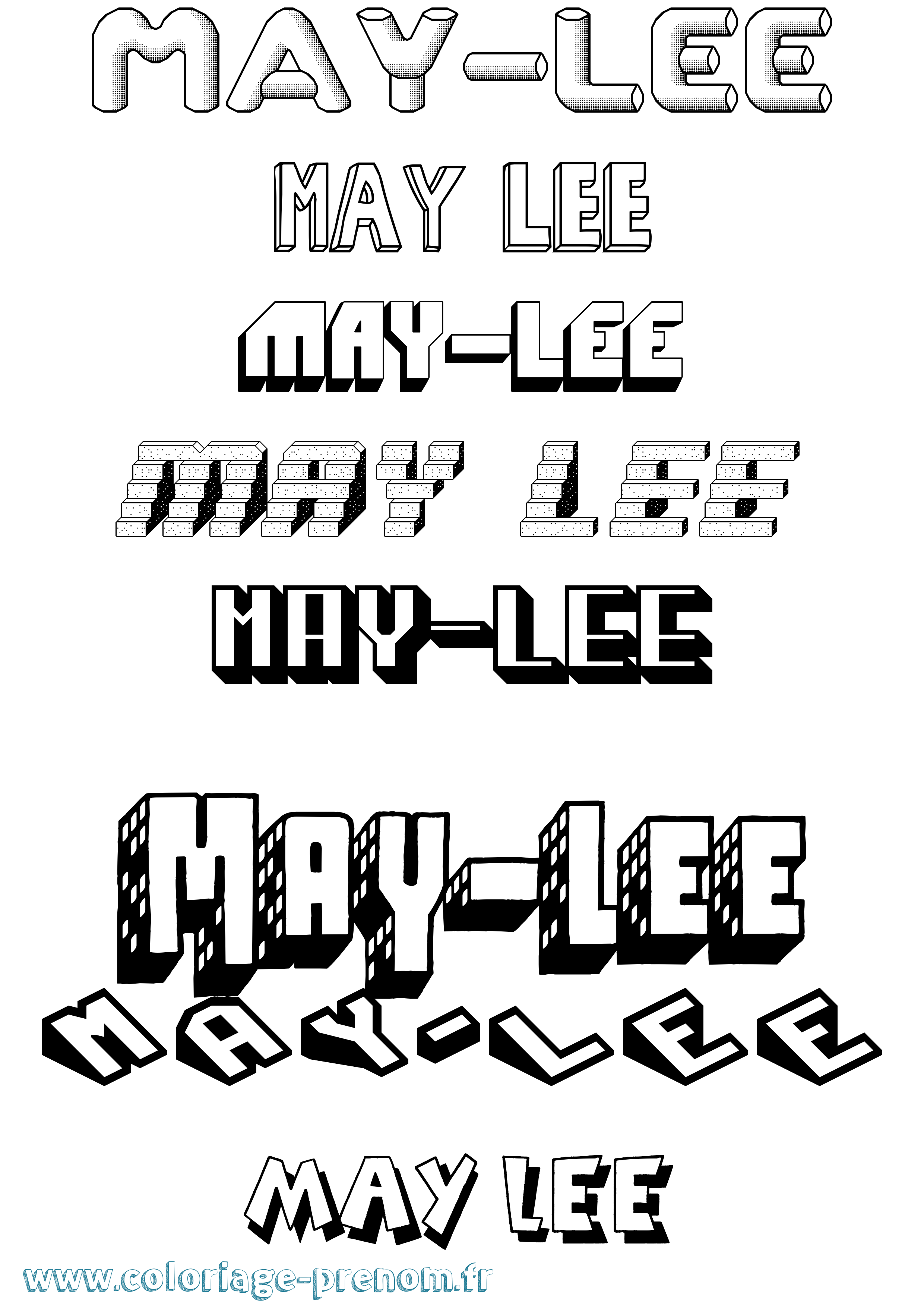 Coloriage May-Lee Effet 3D Coloriage prénom May-Lee Effet 3D