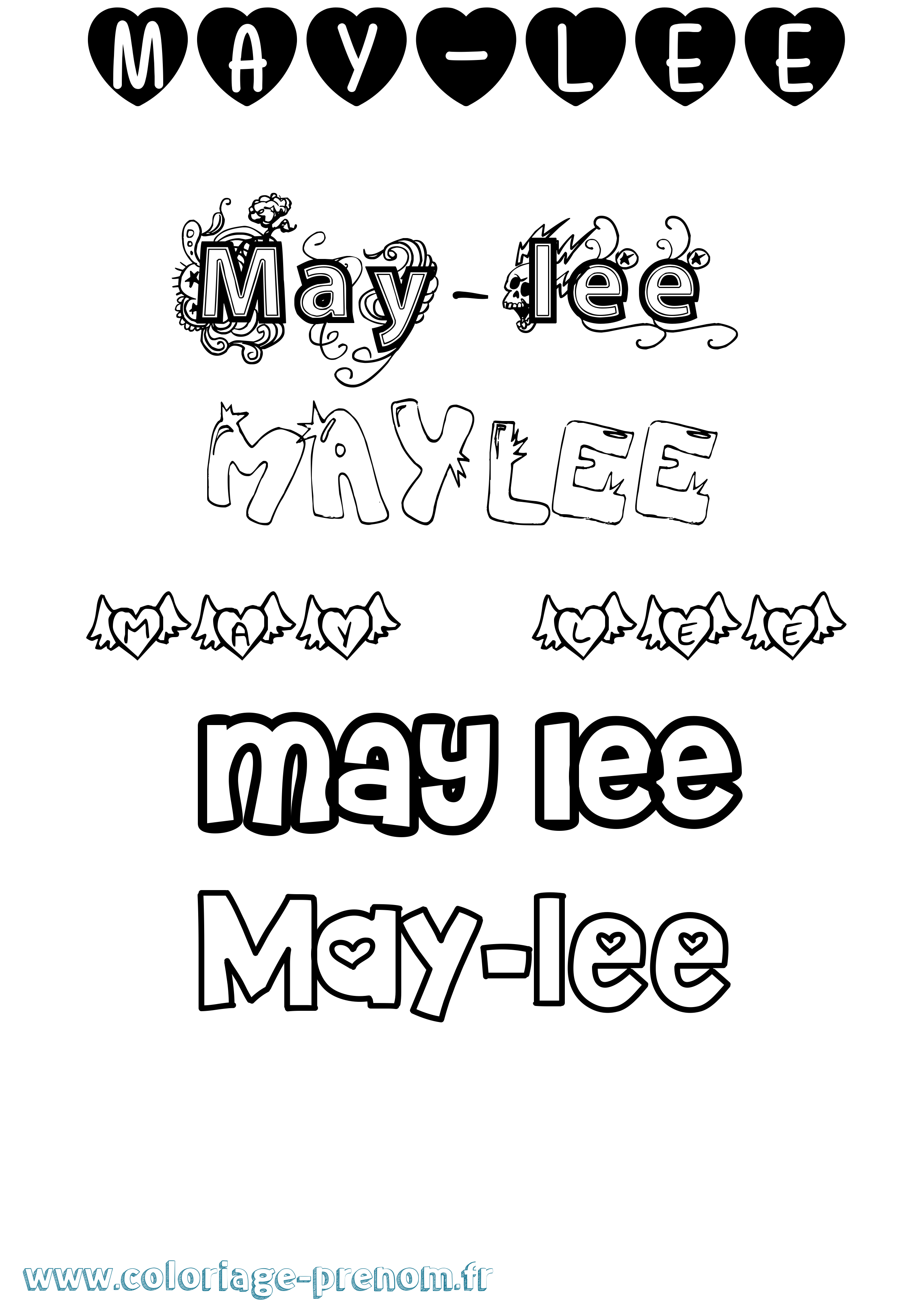 Coloriage May-Lee Girly Coloriage prénom May-Lee Girly