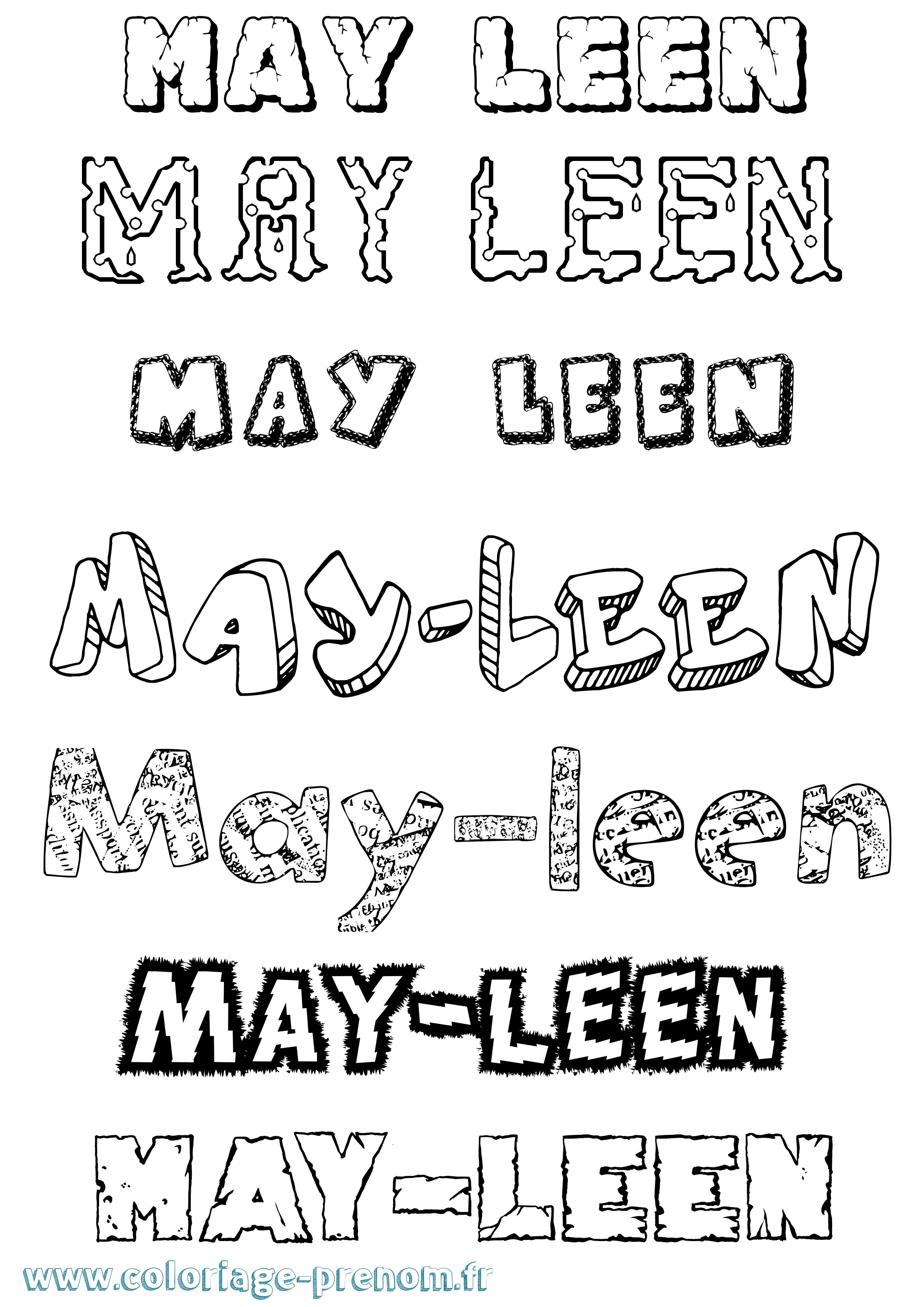 Coloriage May-Leen Destructuré Coloriage prénom May-Leen Destructuré