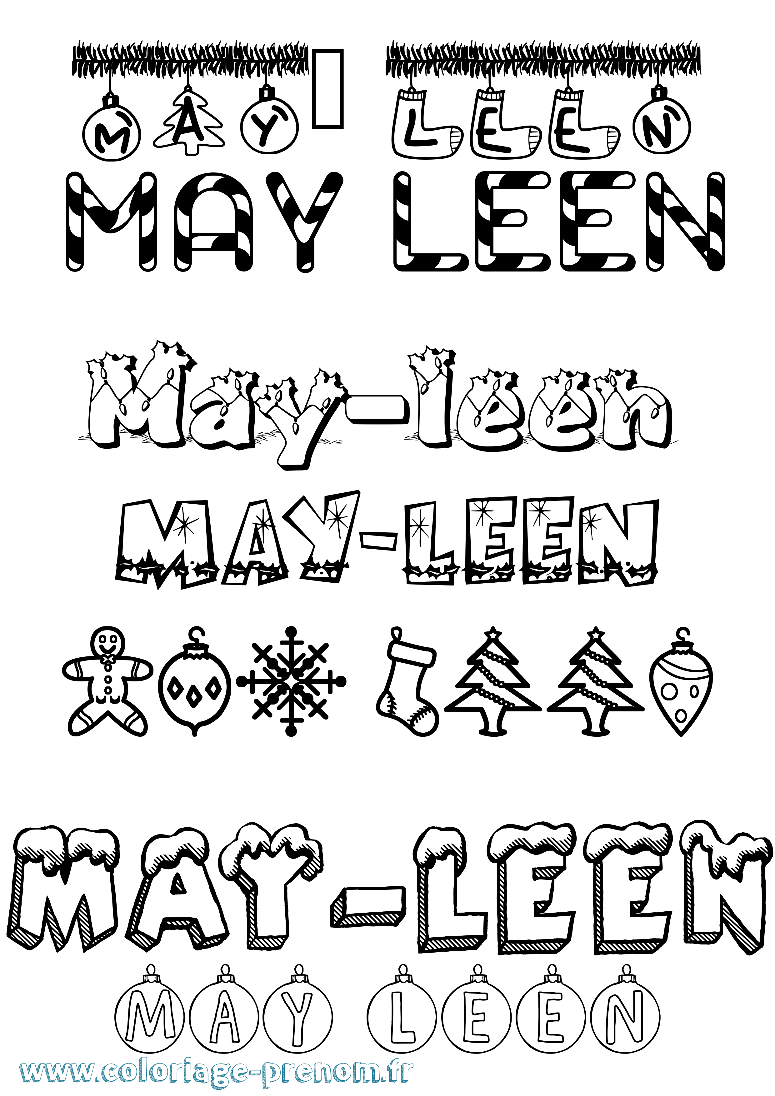 Coloriage May-Leen Noël Coloriage prénom May-Leen Noël