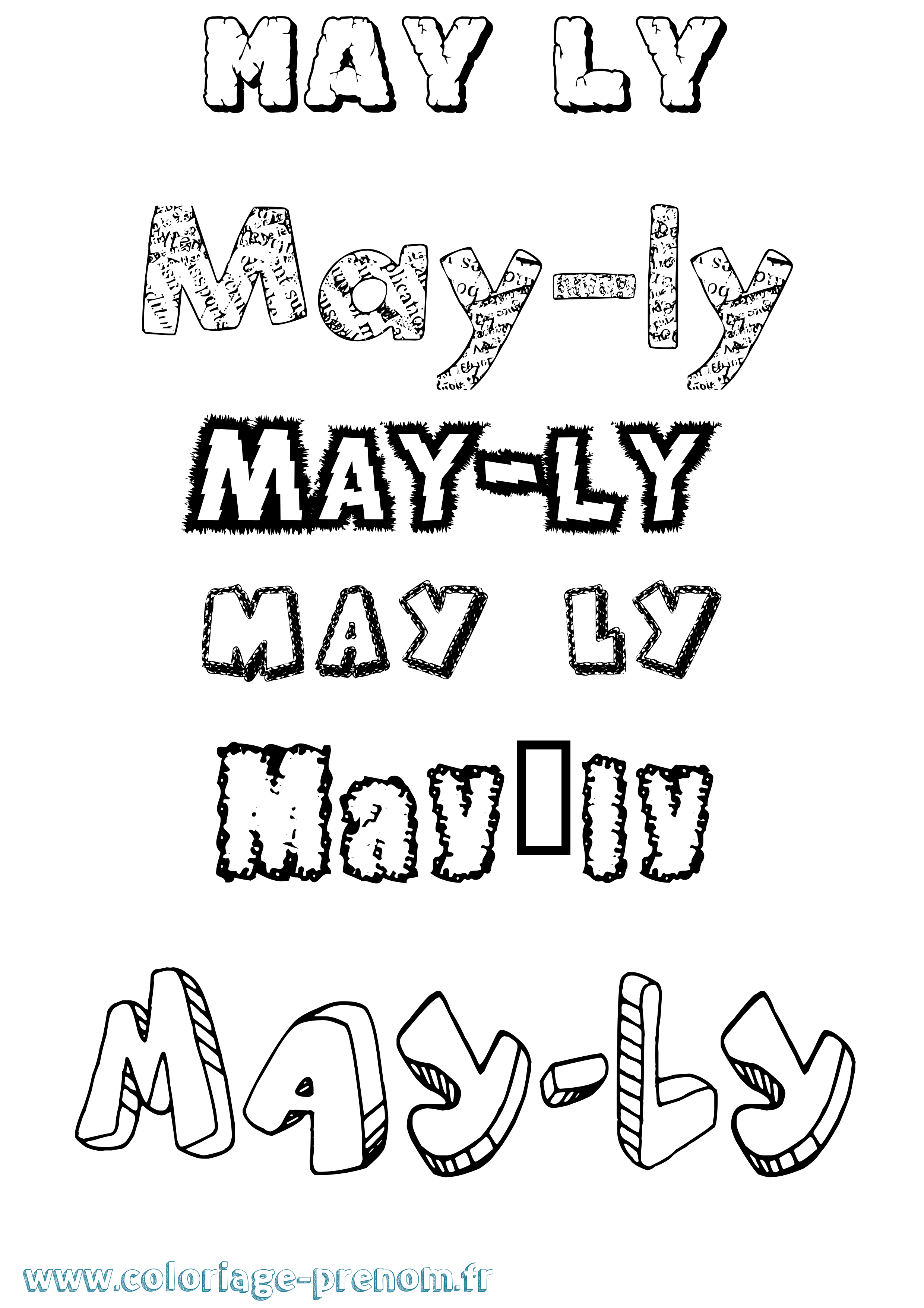 Coloriage May-Ly Destructuré Coloriage prénom May-Ly Destructuré