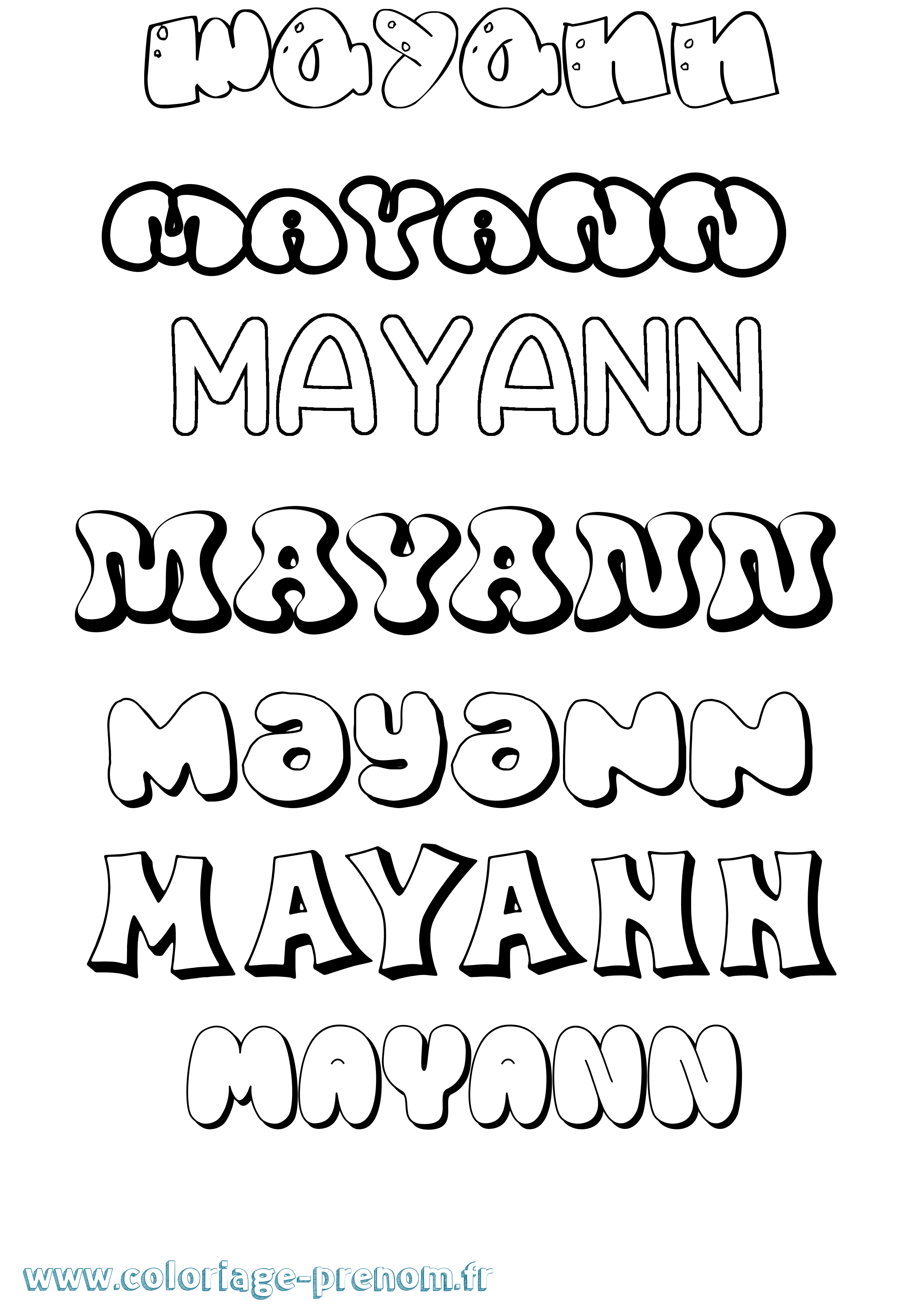 Coloriage Mayann Bubble Coloriage prénom Mayann Bubble