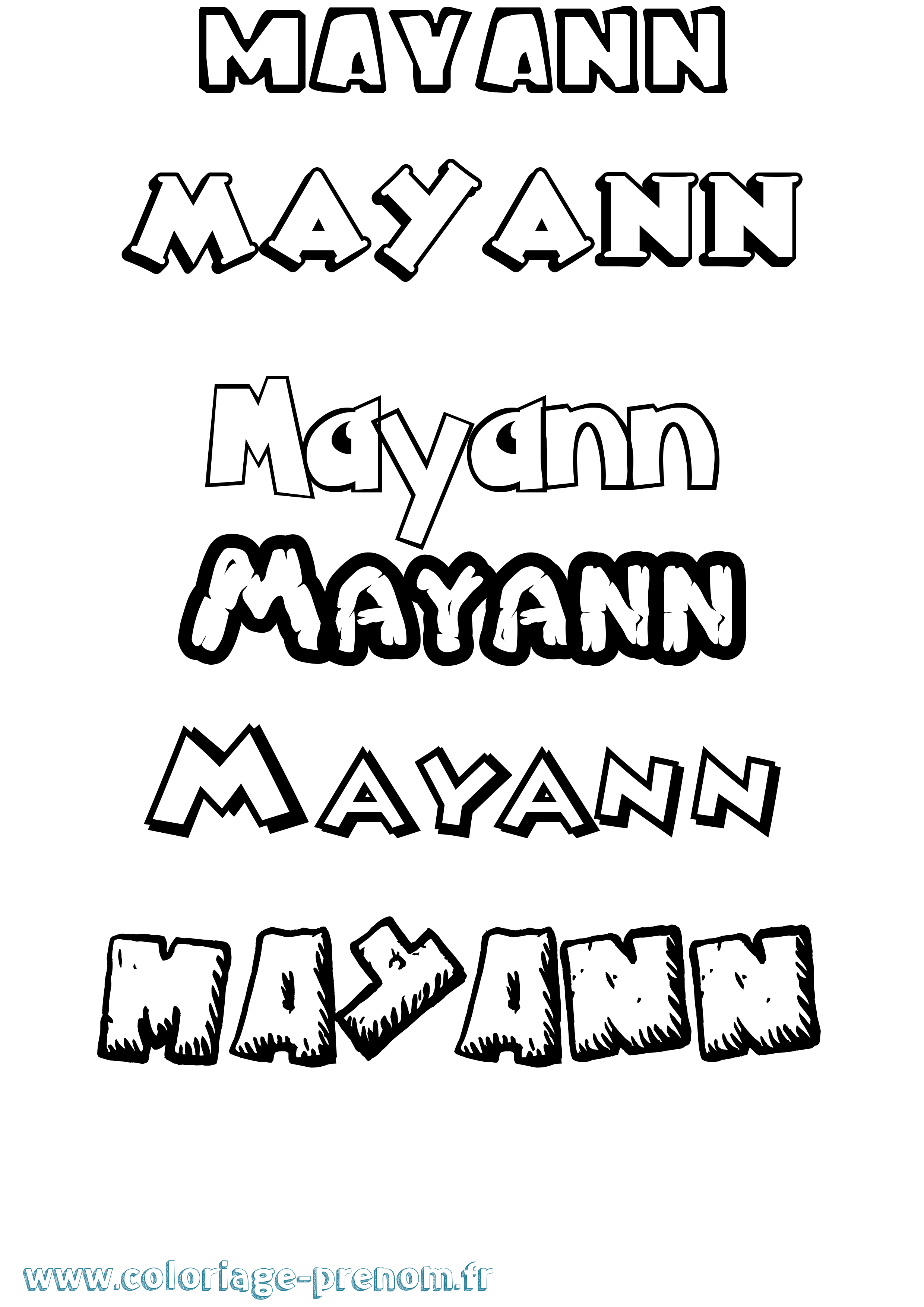 Coloriage Mayann Dessin Animé Coloriage prénom Mayann Dessin Animé