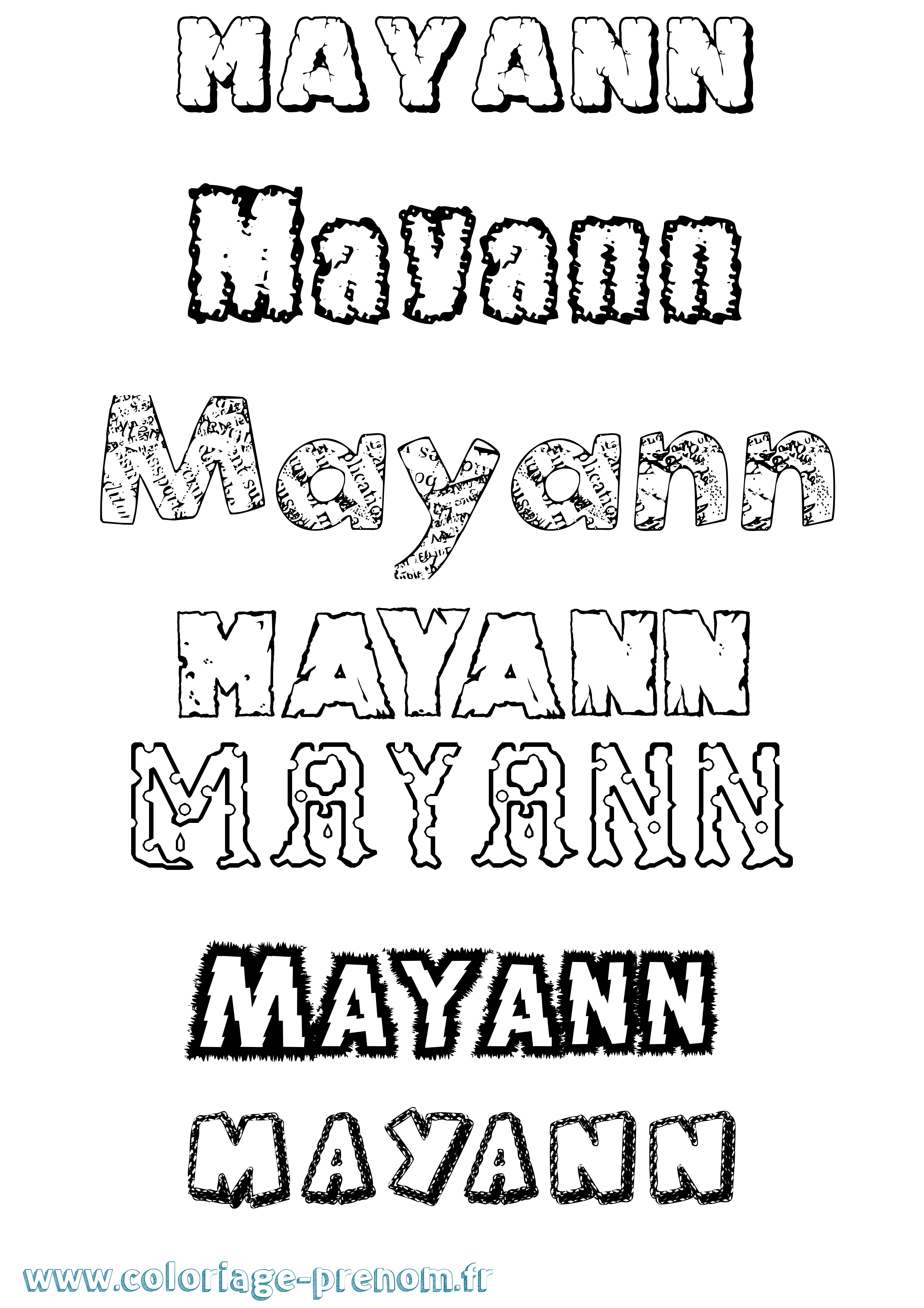 Coloriage Mayann Destructuré Coloriage prénom Mayann Destructuré