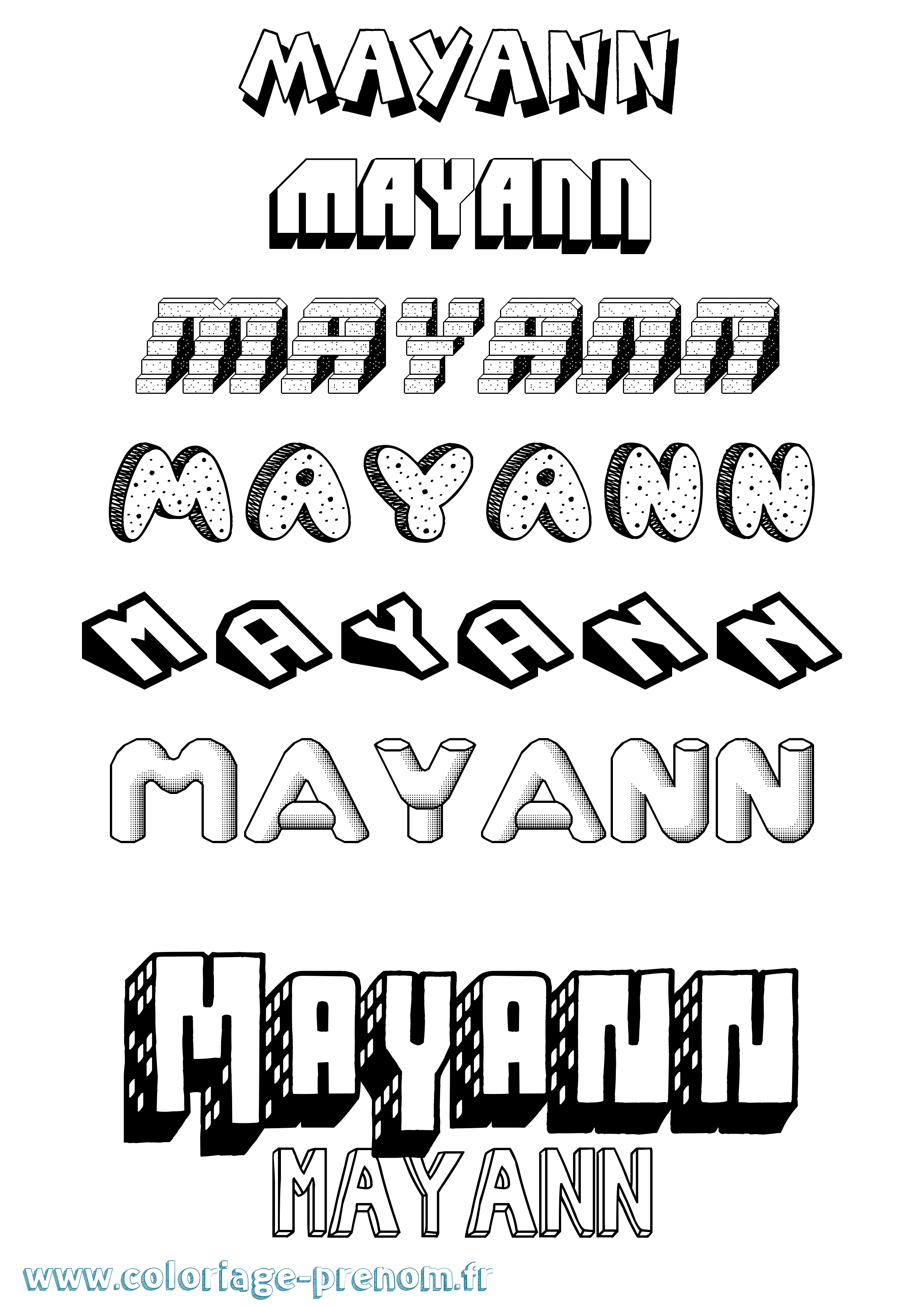 Coloriage Mayann Effet 3D Coloriage prénom Mayann Effet 3D