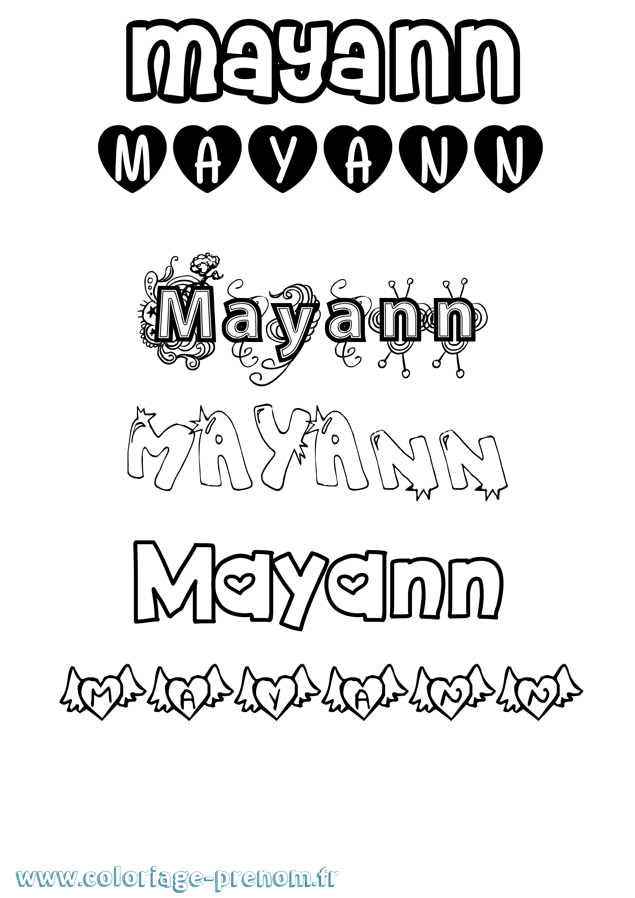 Coloriage Mayann Girly Coloriage prénom Mayann Girly
