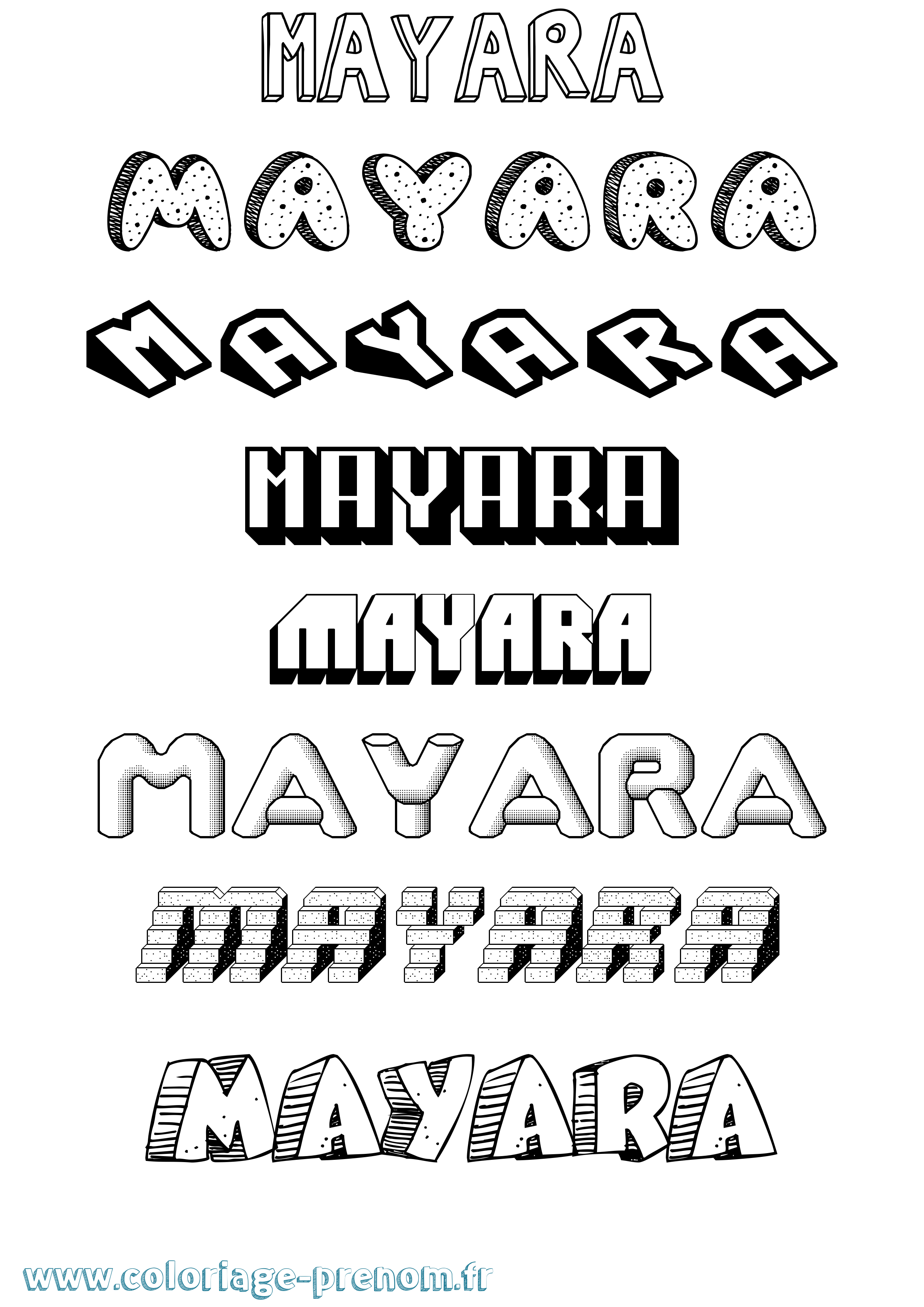 Coloriage Mayara Effet 3D Coloriage prénom Mayara Effet 3D