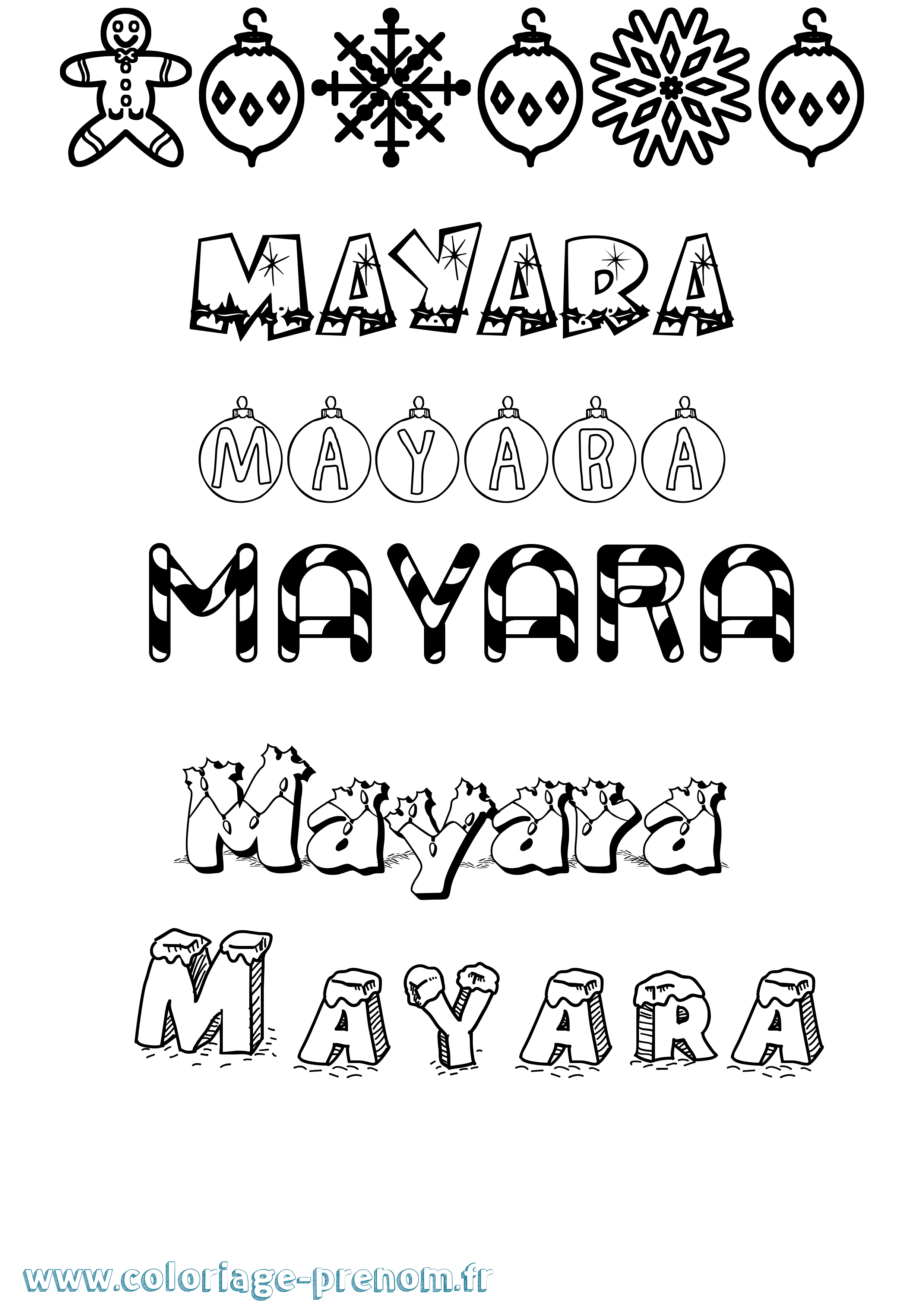Coloriage Mayara Noël Coloriage prénom Mayara Noël