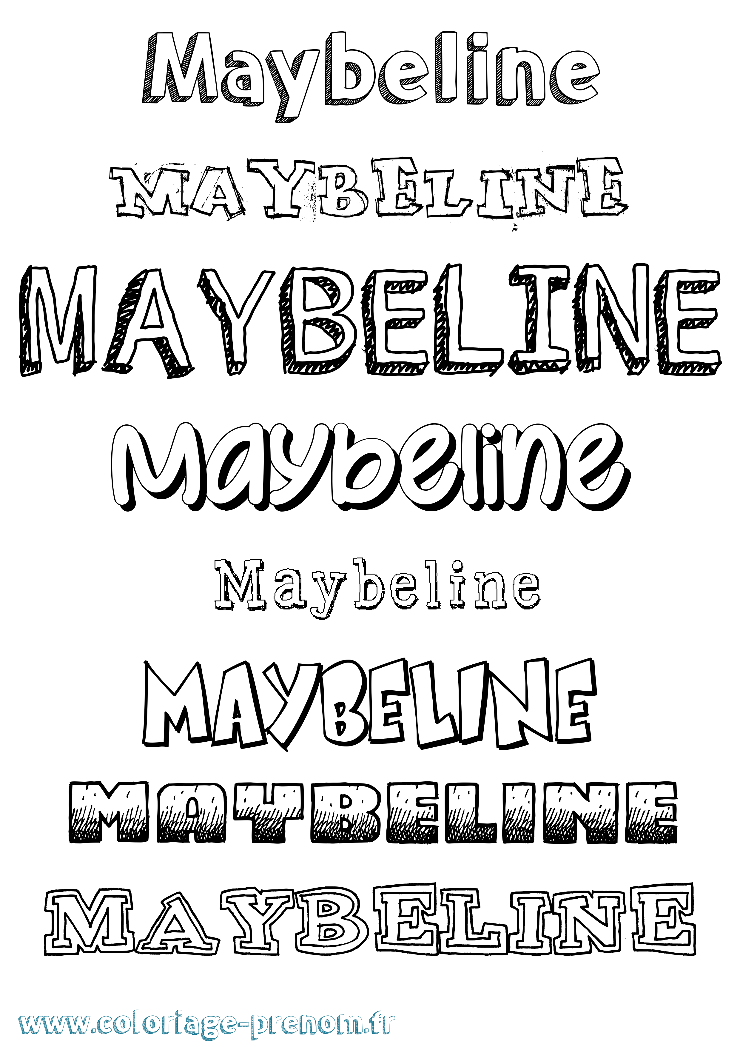 Coloriage Maybeline Dessiné Coloriage prénom Maybeline Dessiné