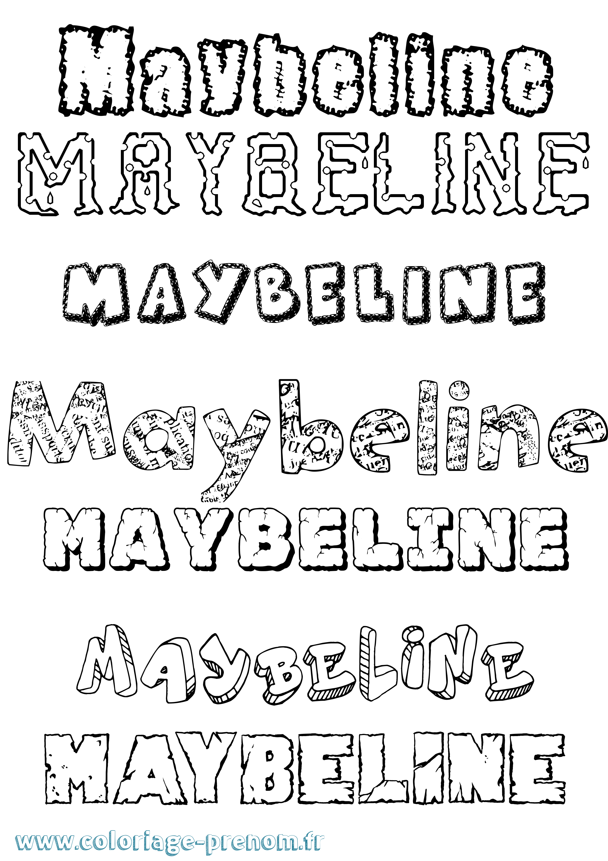 Coloriage Maybeline Destructuré Coloriage prénom Maybeline Destructuré