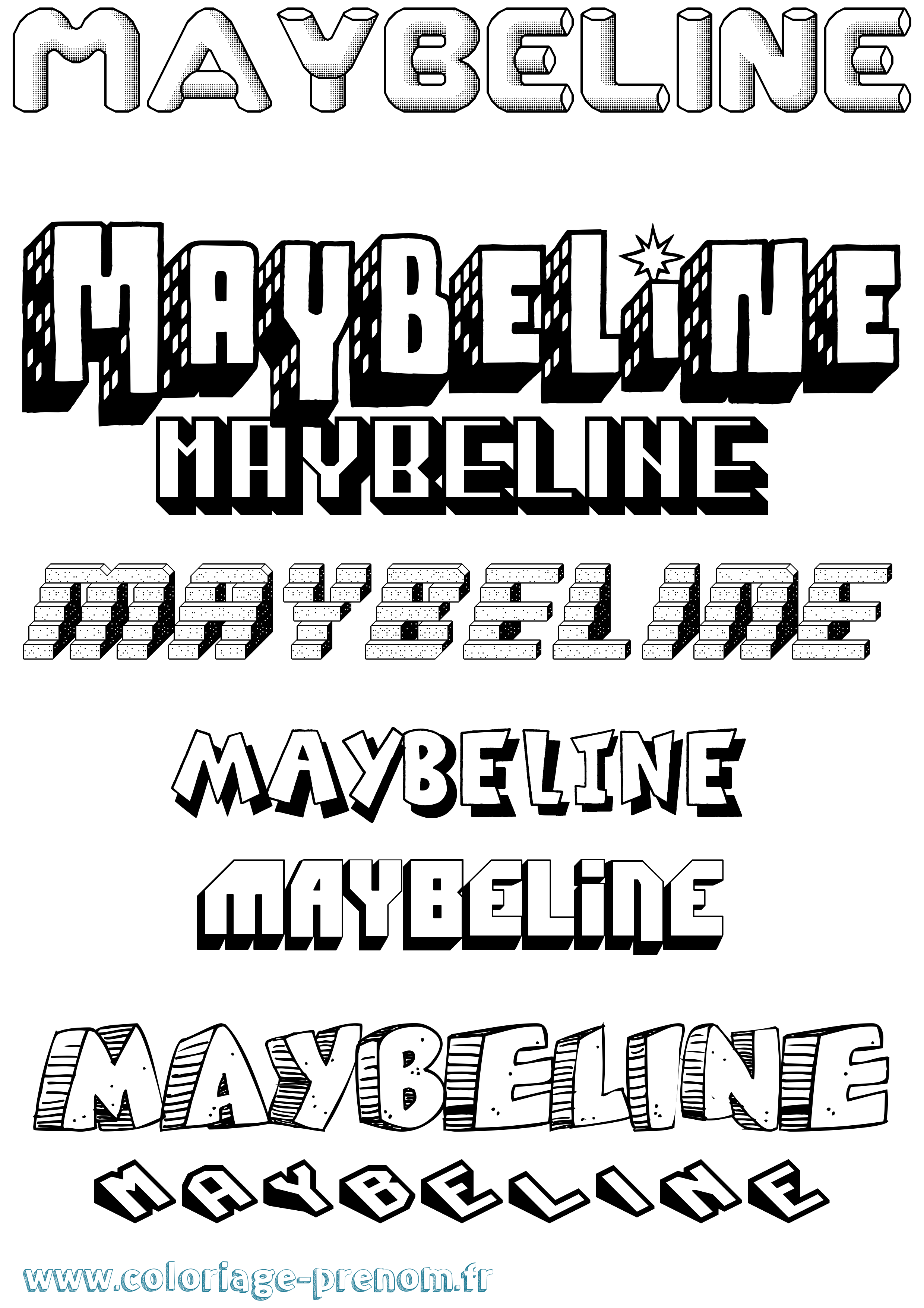 Coloriage Maybeline Effet 3D Coloriage prénom Maybeline Effet 3D