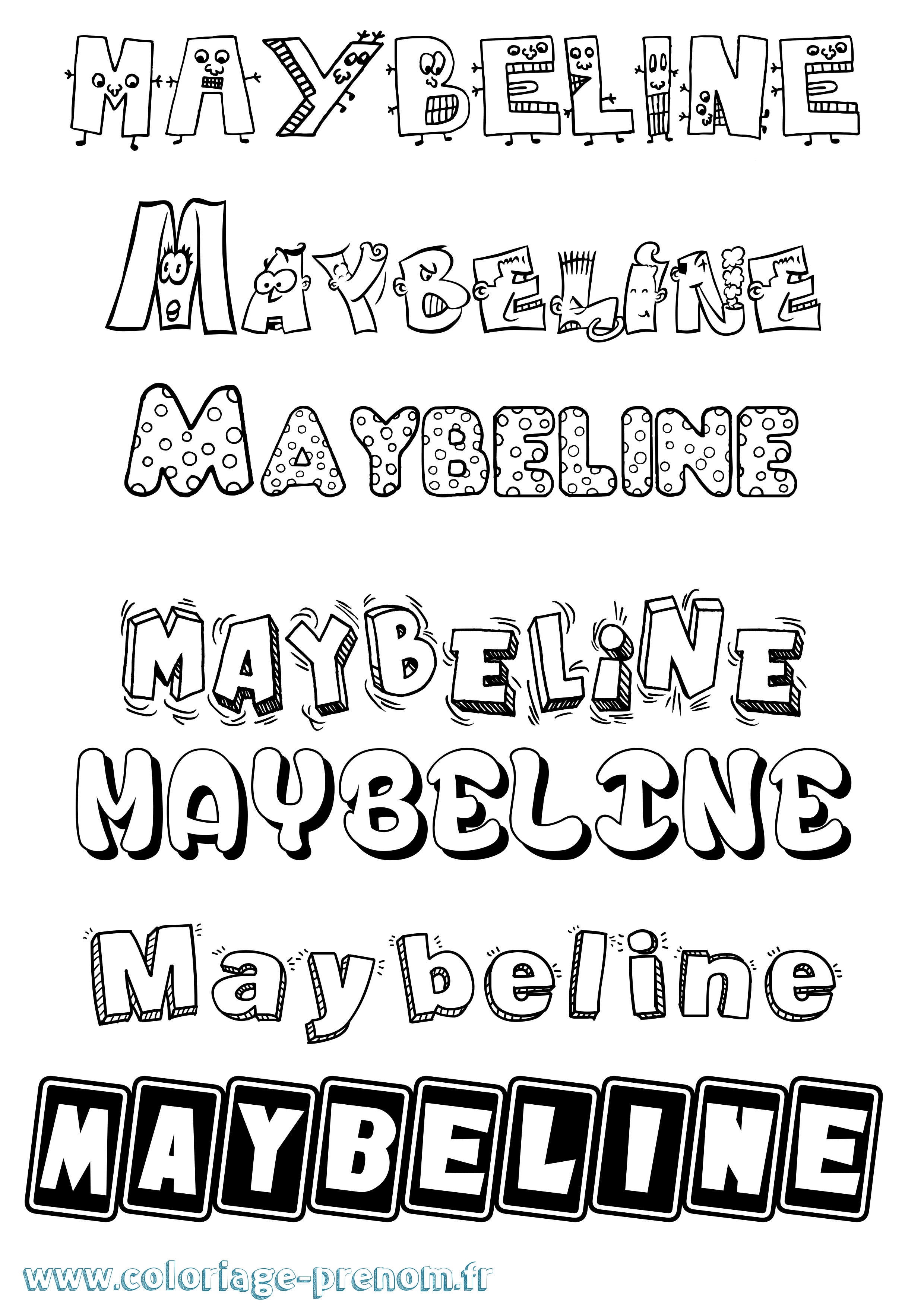 Coloriage Maybeline Fun Coloriage prénom Maybeline Fun