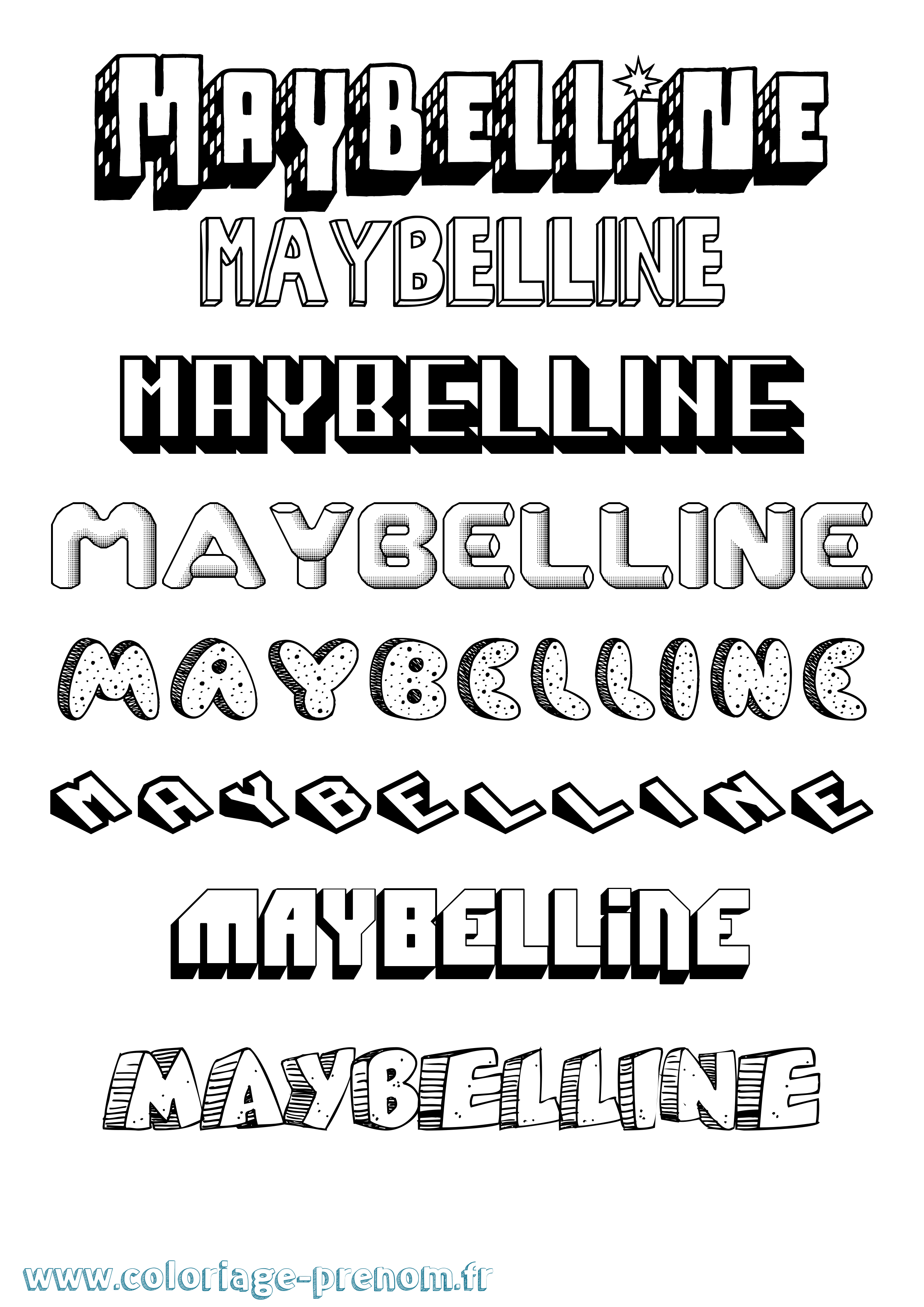 Coloriage Maybelline Effet 3D Coloriage prénom Maybelline Effet 3D
