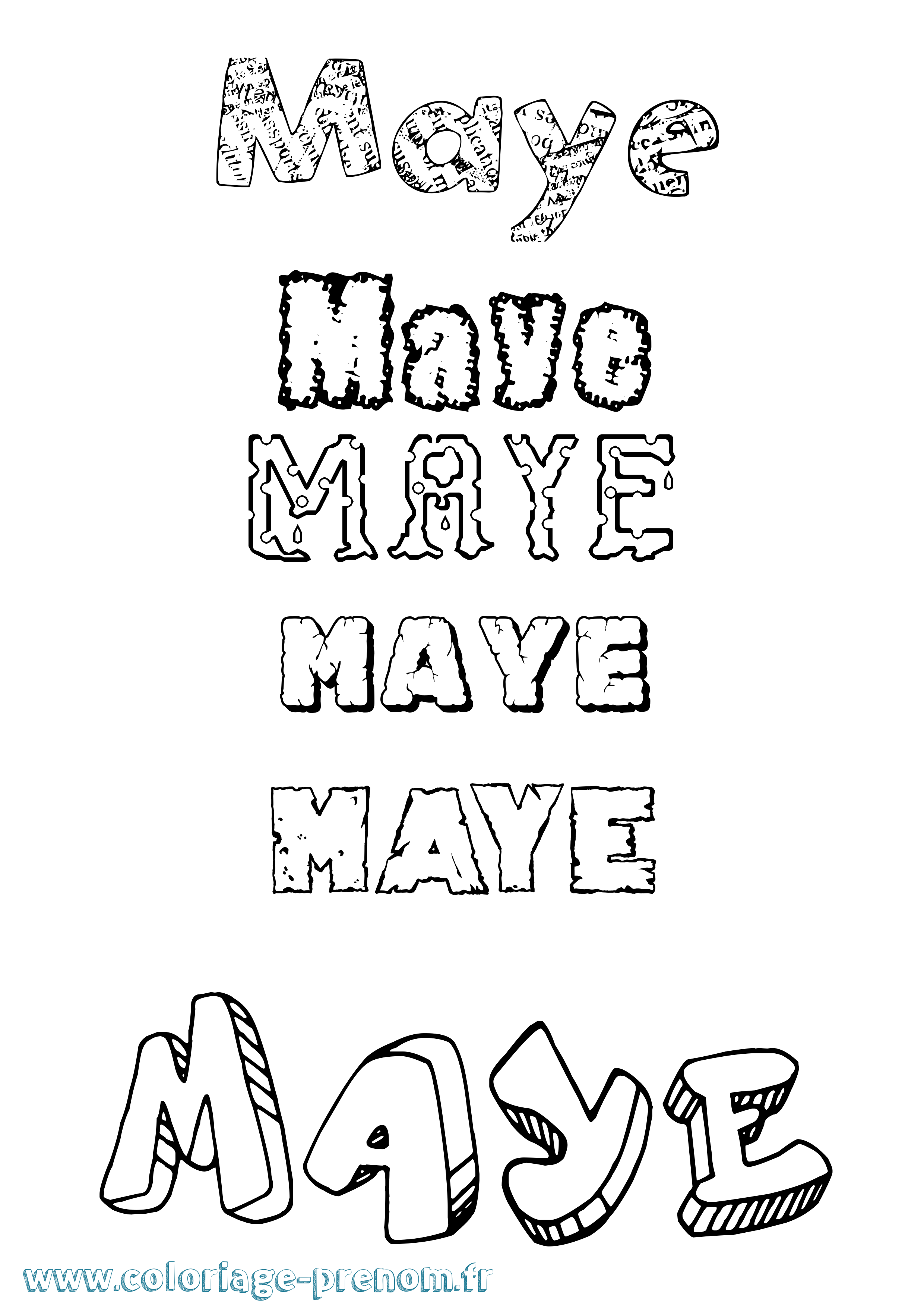 Coloriage Maye Destructuré Coloriage prénom Maye Destructuré