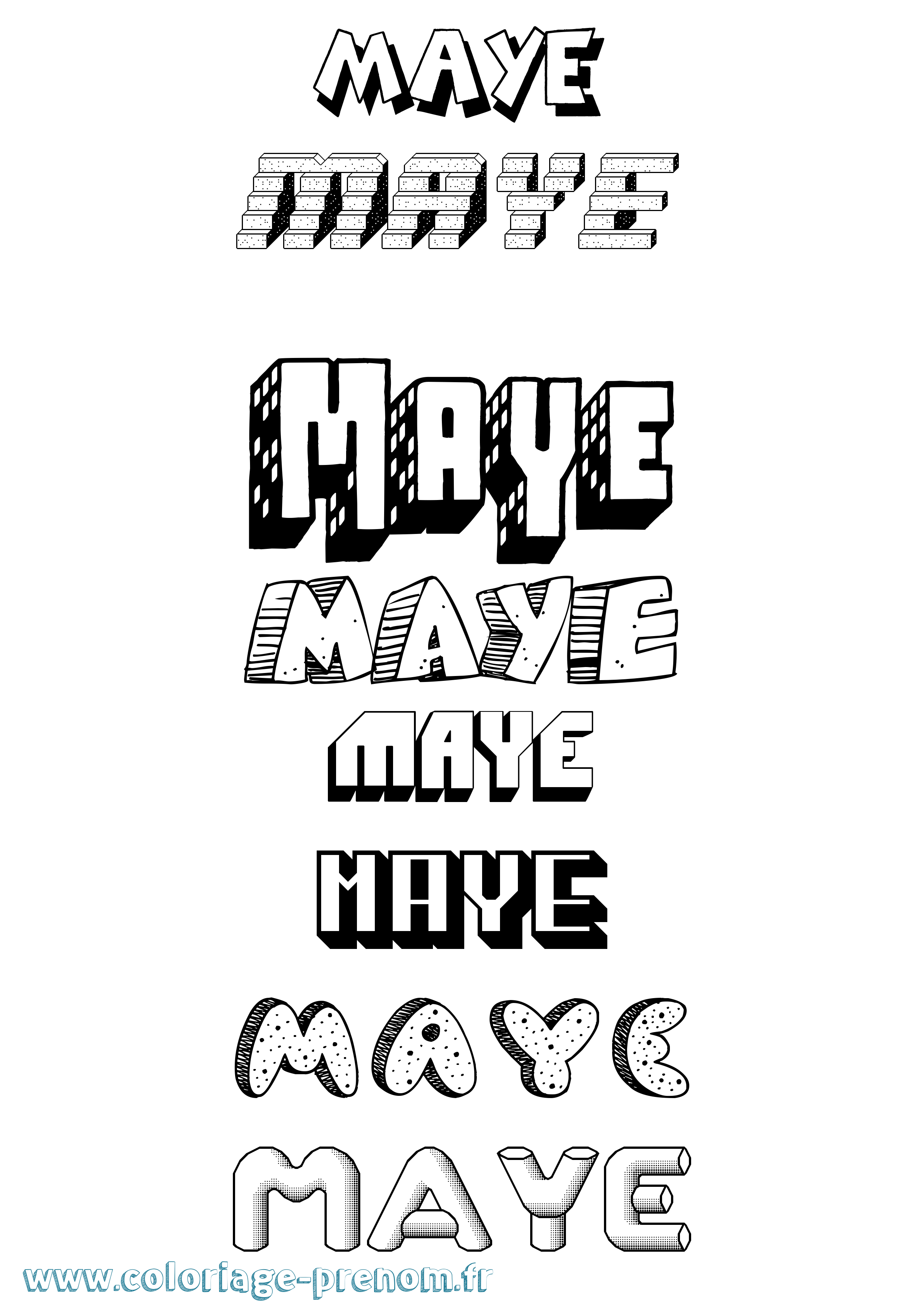 Coloriage Maye Effet 3D Coloriage prénom Maye Effet 3D