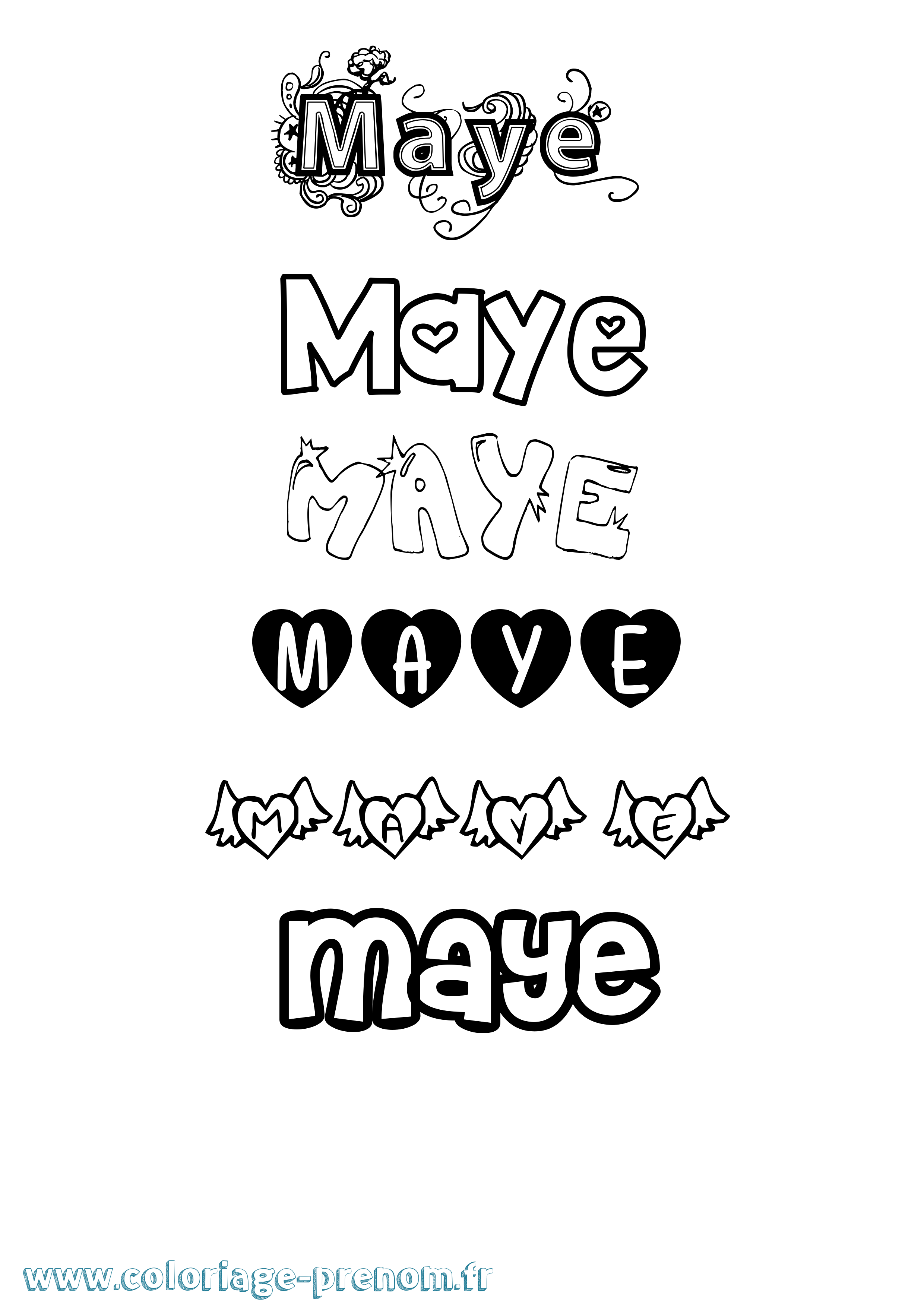 Coloriage Maye Girly Coloriage prénom Maye Girly