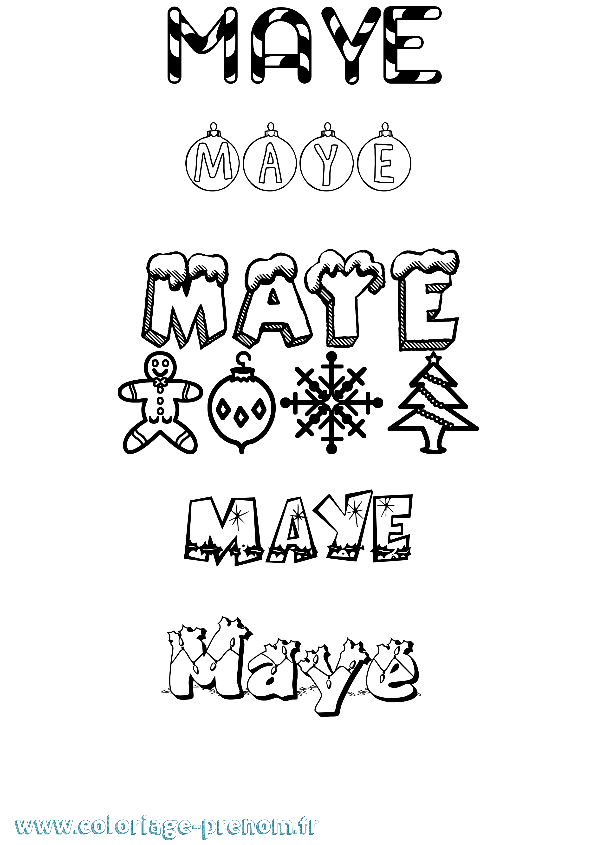 Coloriage Maye Noël Coloriage prénom Maye Noël