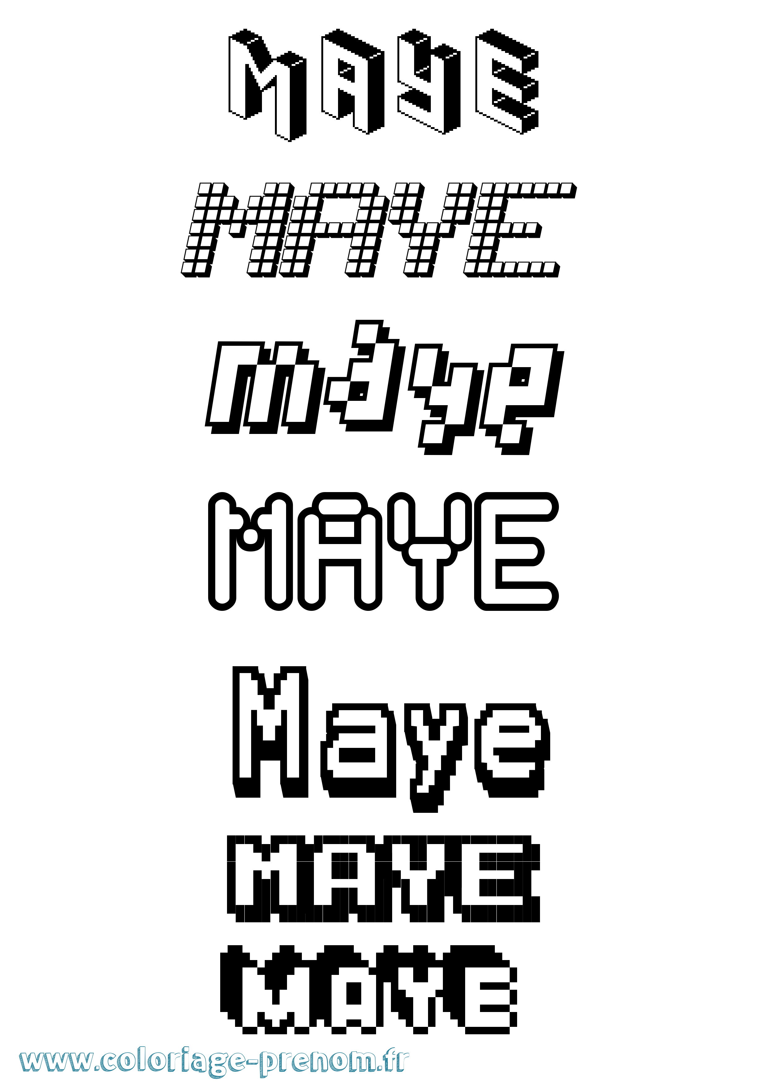 Coloriage Maye Pixel Coloriage prénom Maye Pixel