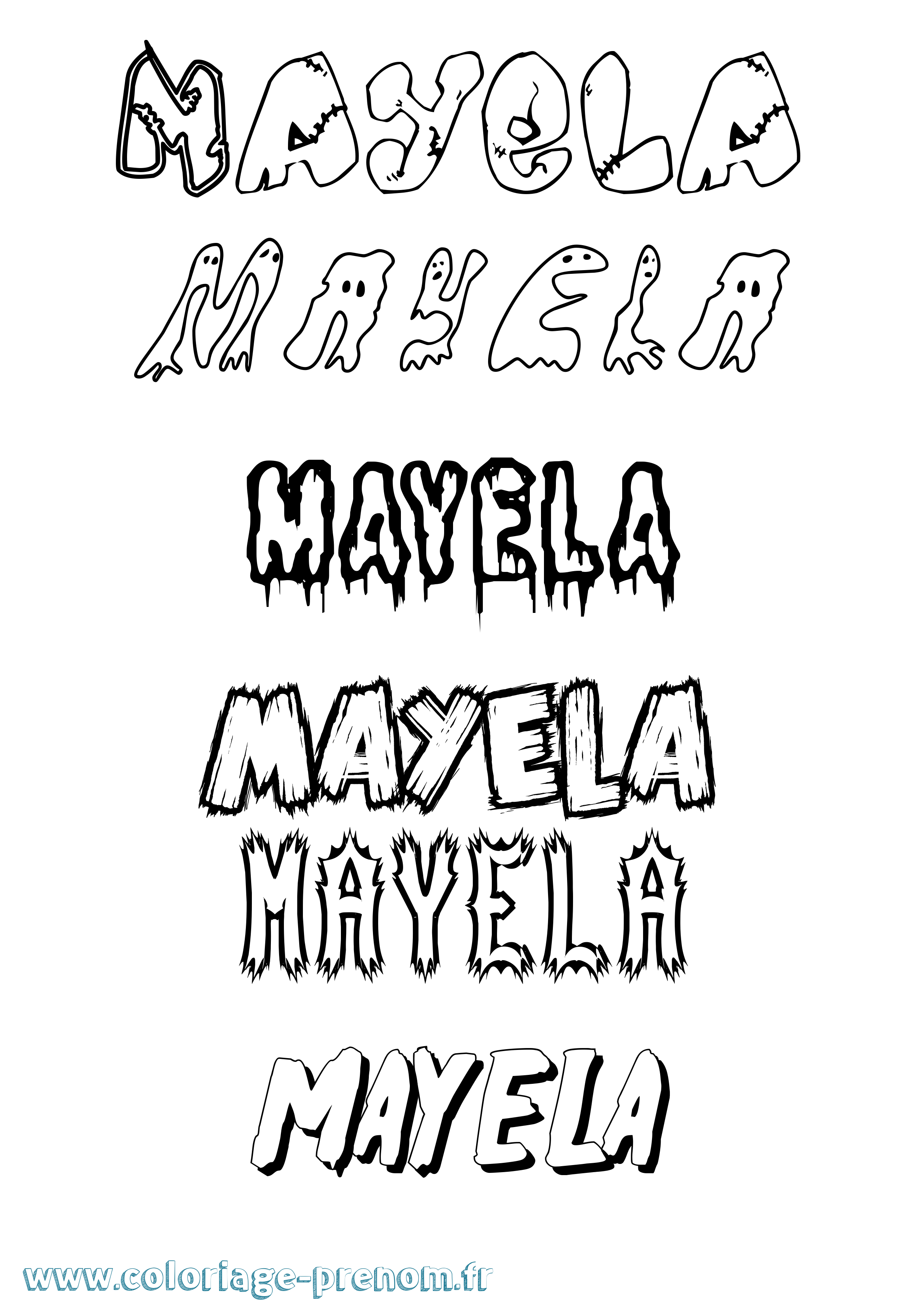 Coloriage Mayela Frisson Coloriage prénom Mayela Frisson