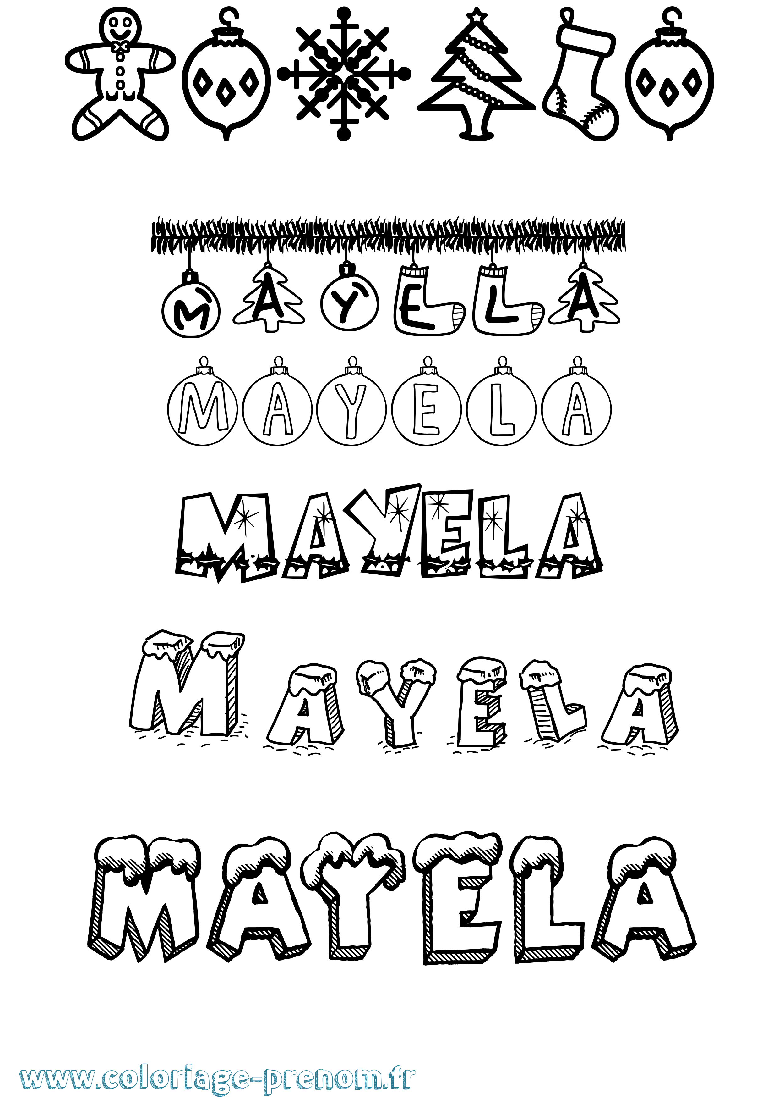 Coloriage Mayela Noël Coloriage prénom Mayela Noël