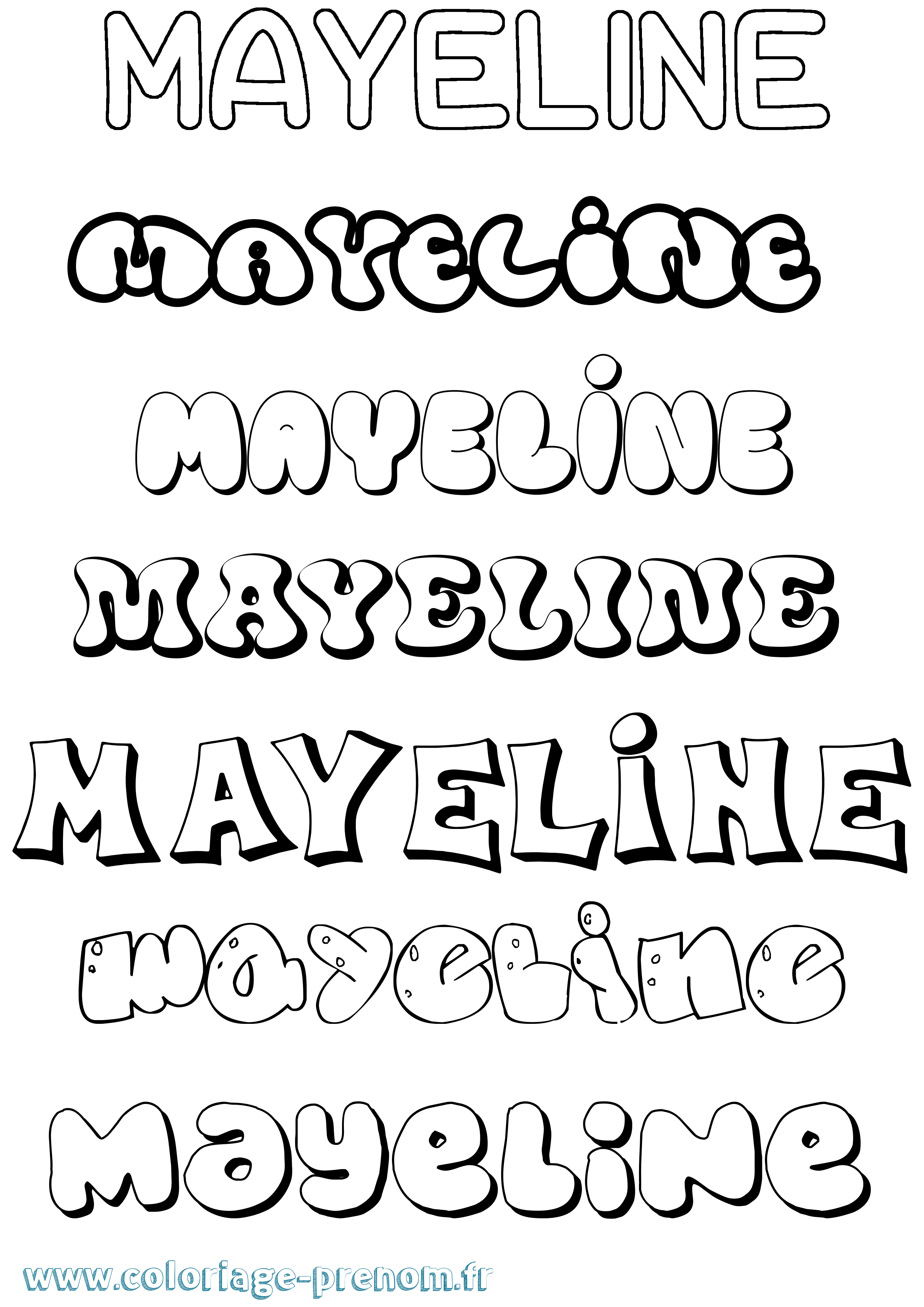 Coloriage Mayeline Bubble Coloriage prénom Mayeline Bubble
