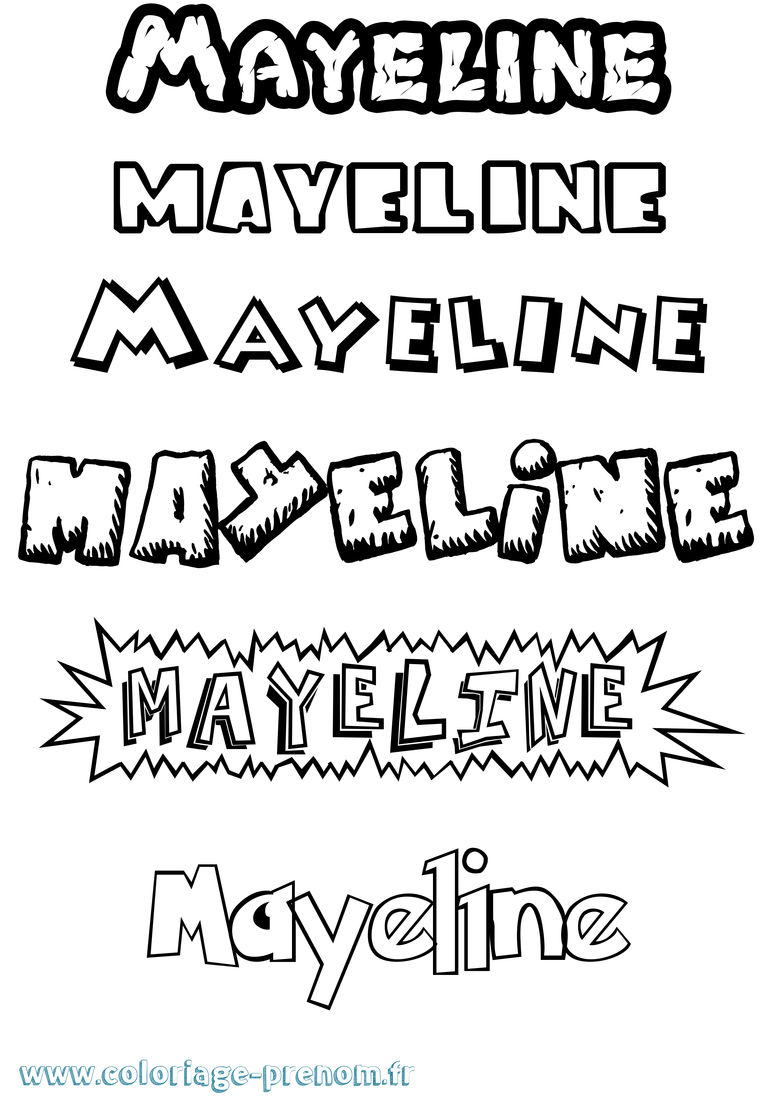 Coloriage Mayeline Dessin Animé Coloriage prénom Mayeline Dessin Animé