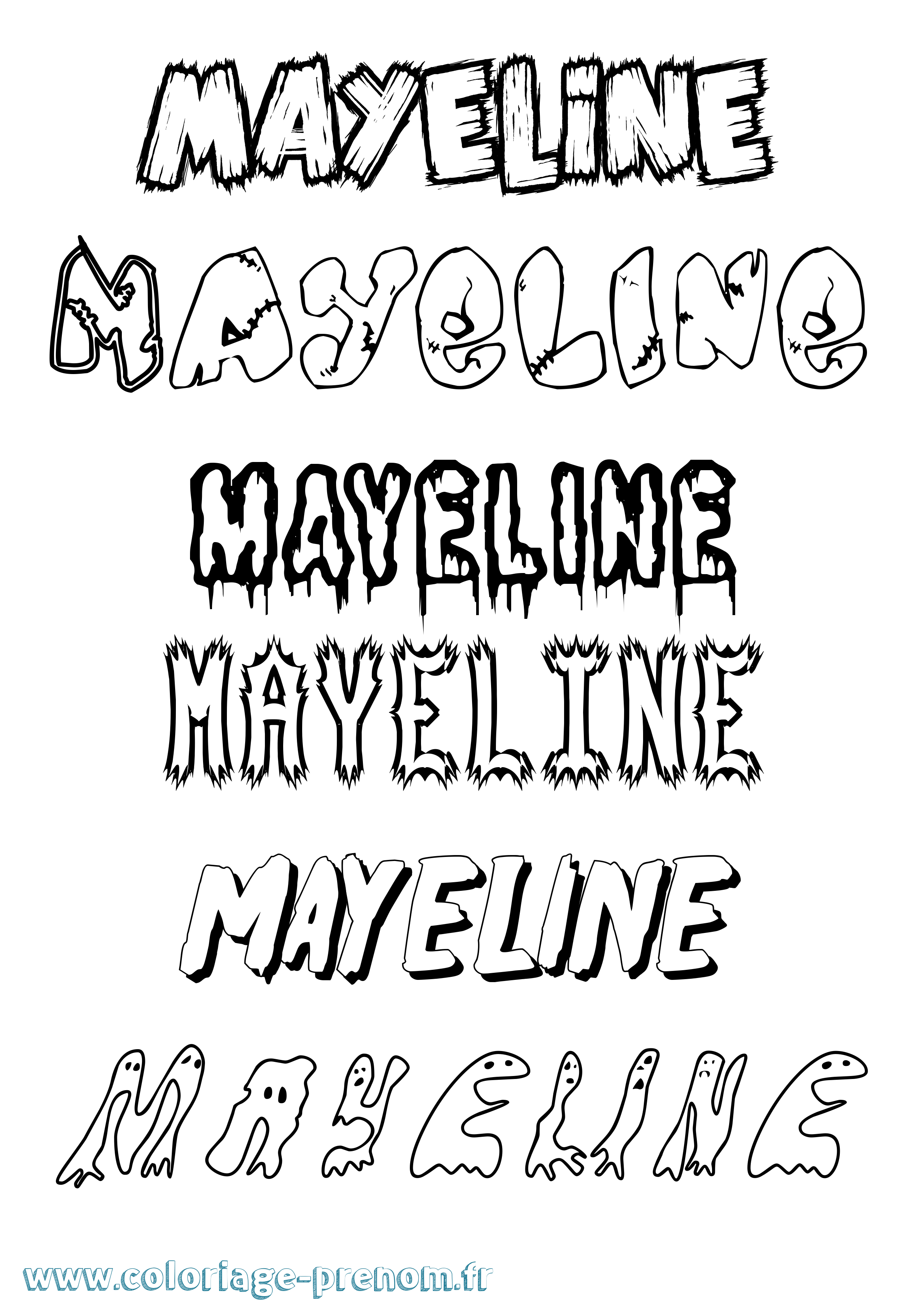 Coloriage Mayeline Frisson Coloriage prénom Mayeline Frisson