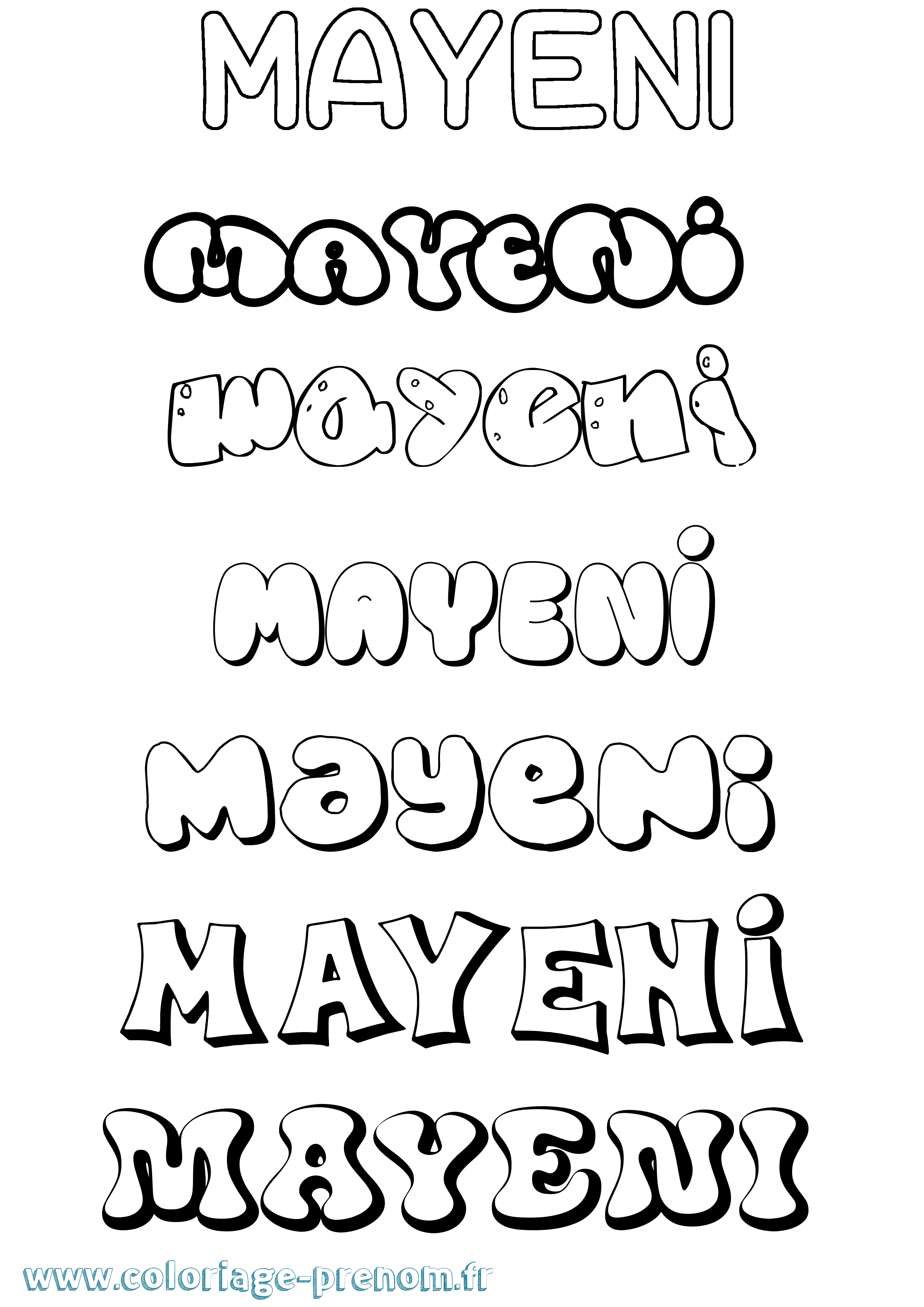 Coloriage Mayeni Bubble Coloriage prénom Mayeni Bubble