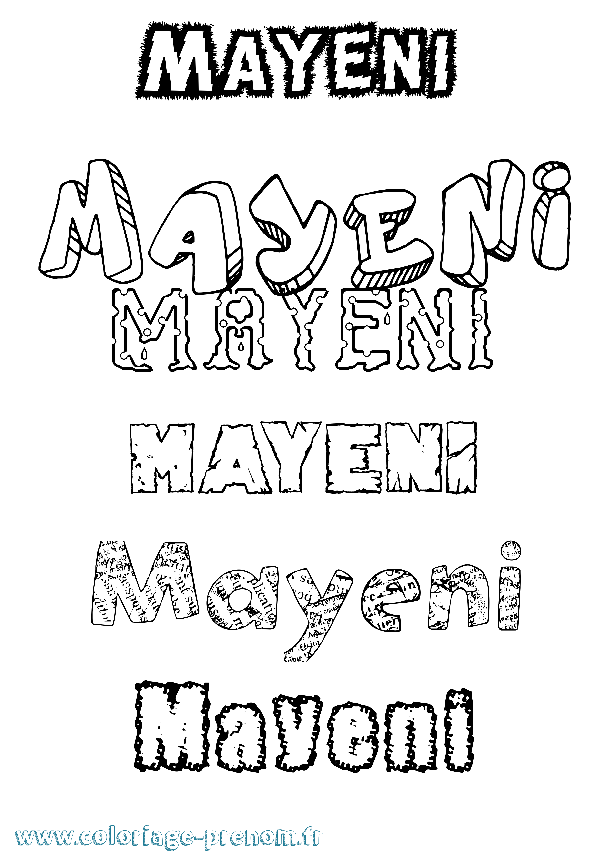 Coloriage Mayeni Destructuré Coloriage prénom Mayeni Destructuré