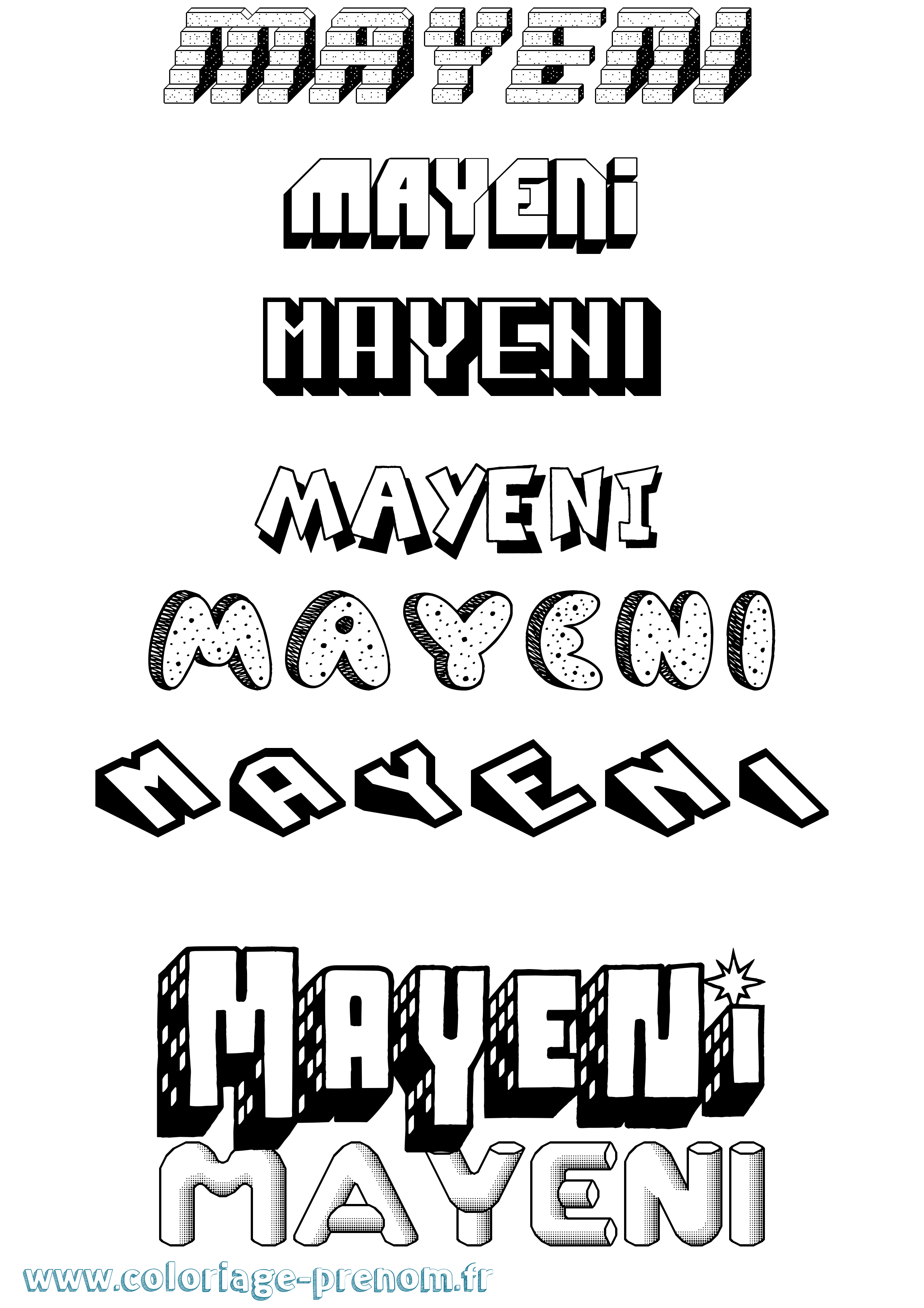 Coloriage Mayeni Effet 3D Coloriage prénom Mayeni Effet 3D
