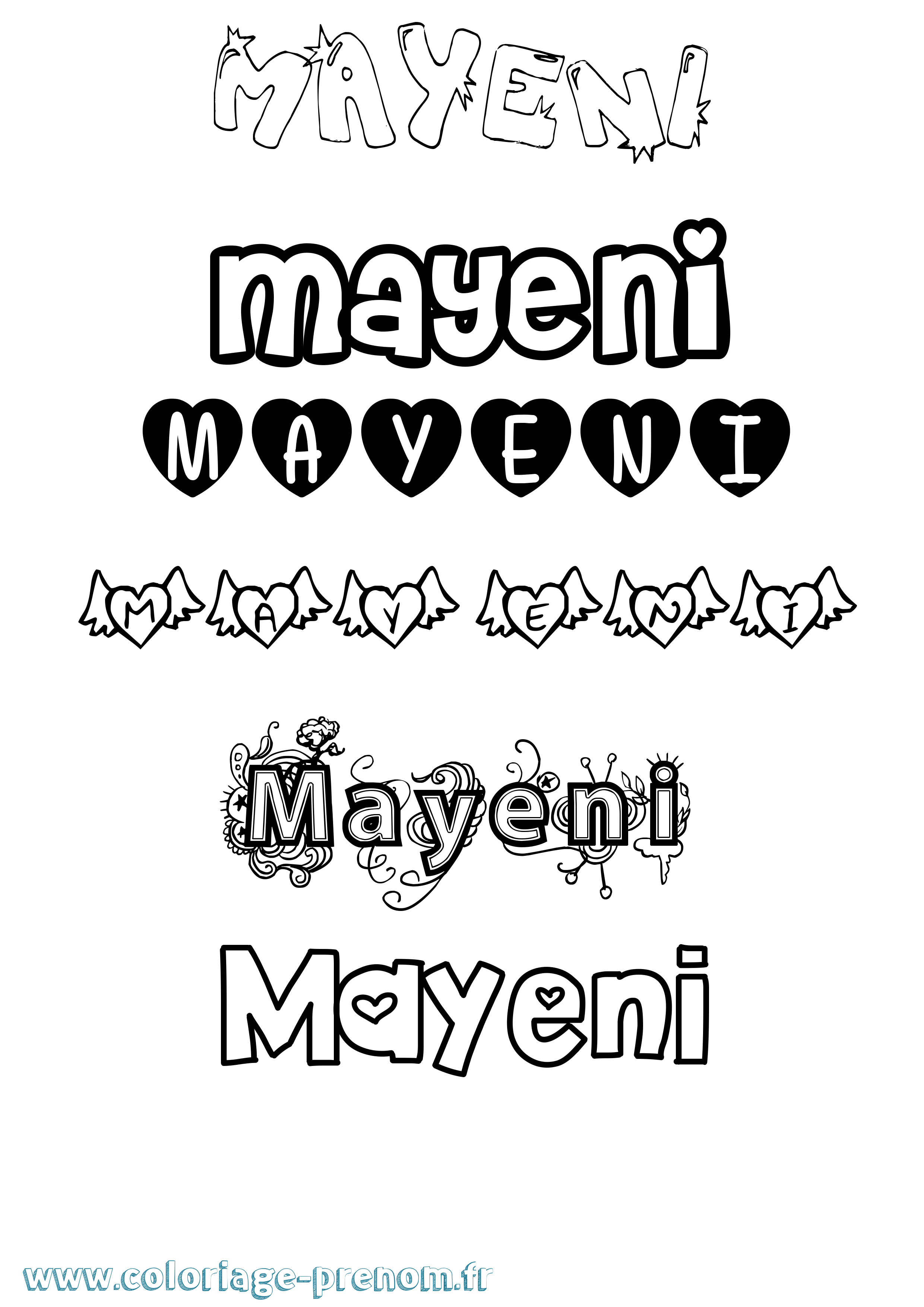 Coloriage Mayeni Girly Coloriage prénom Mayeni Girly