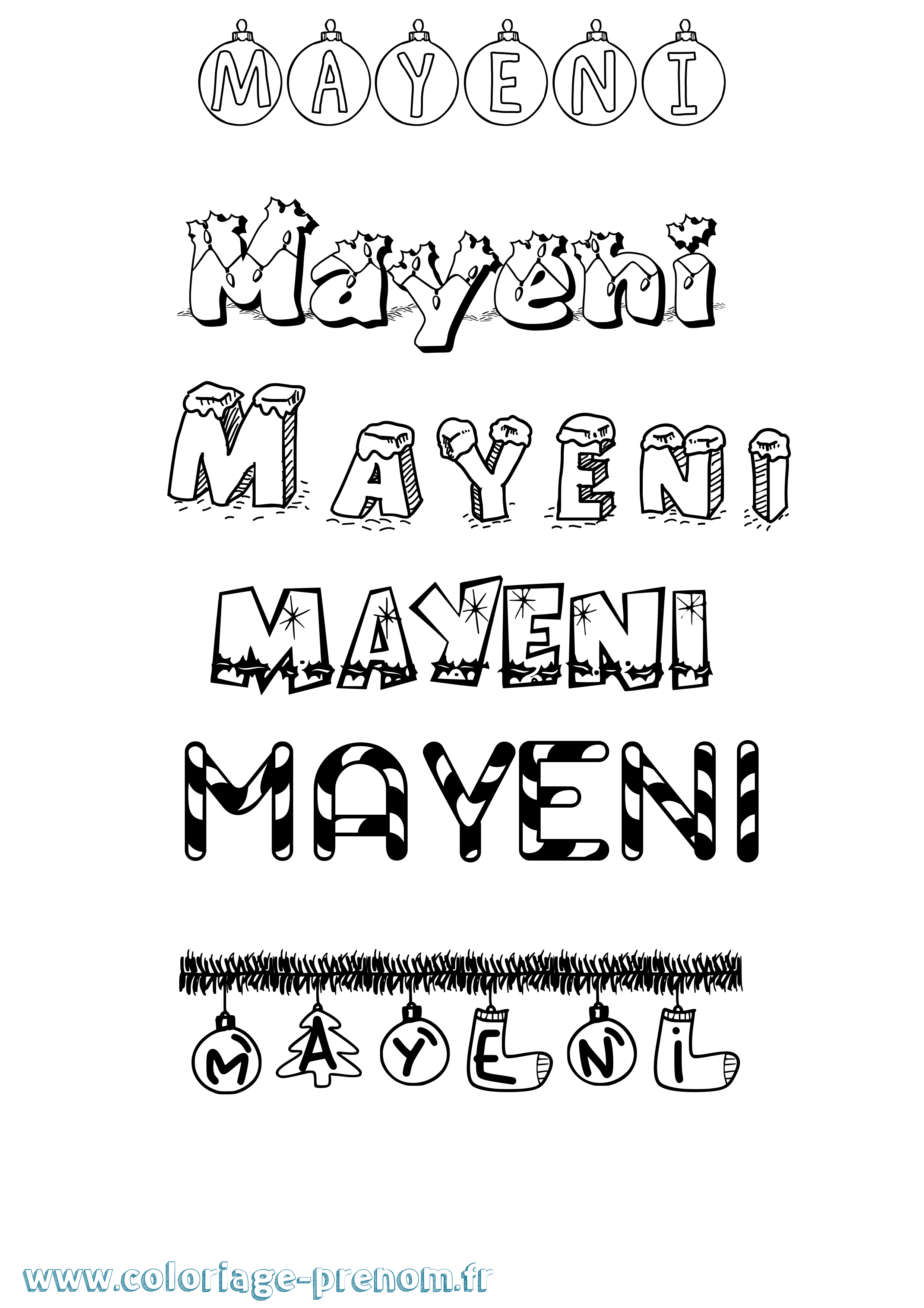Coloriage Mayeni Noël Coloriage prénom Mayeni Noël